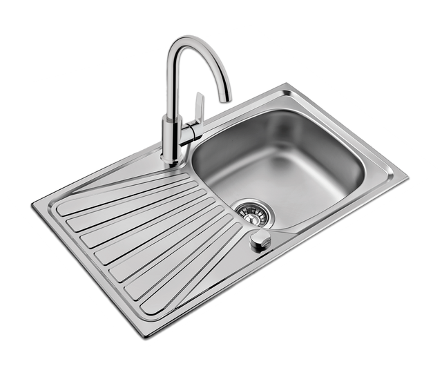 Evier en inox 1 bac 43.5 x 78 cm vidage et mitigeur inclus Tekaway