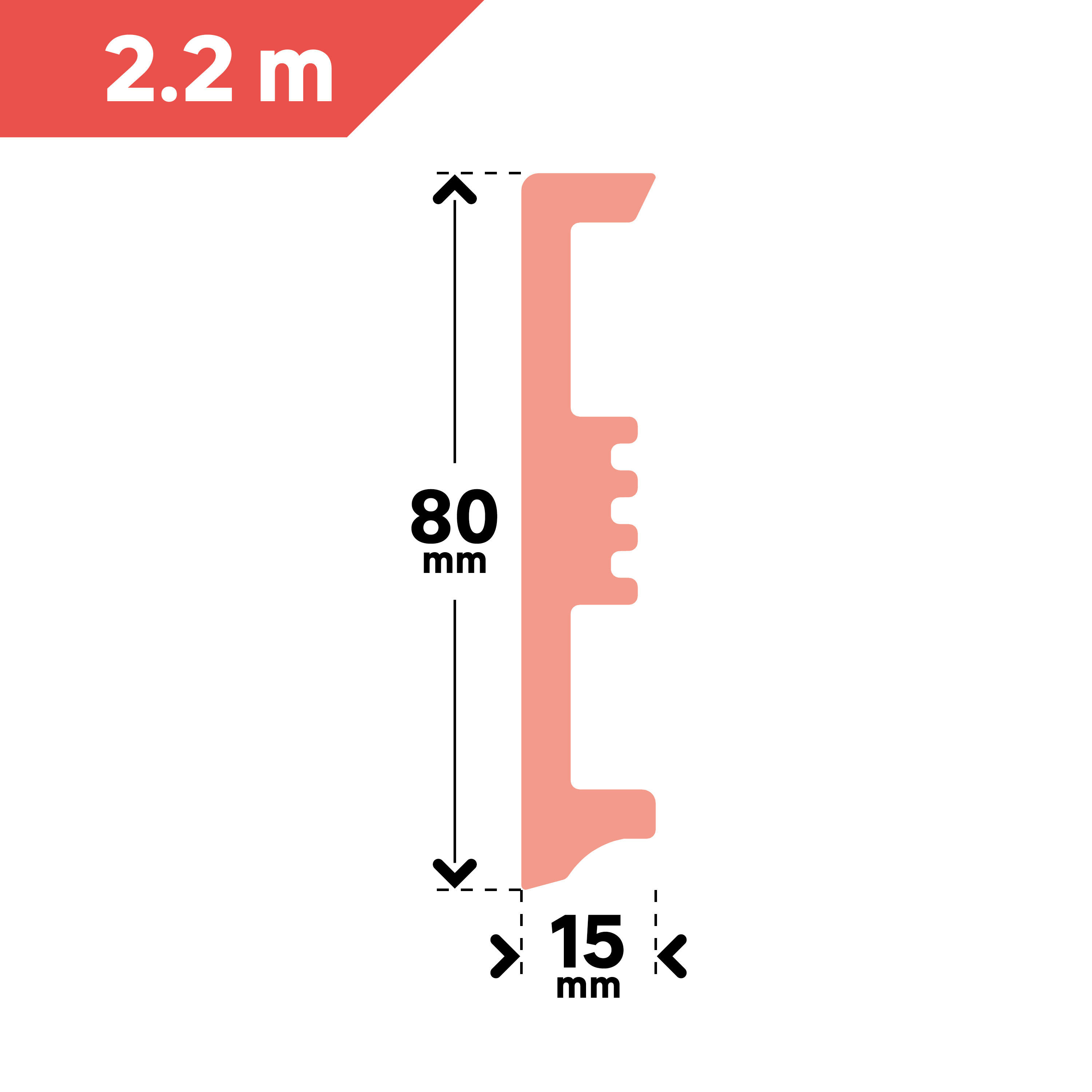 Plinthe PS blanc H.8 x L.240 cm Ep.15 mm (lot de 5) - KERENIS - 5
