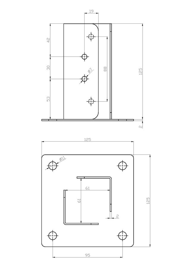 Supporto per palo in acciaio STANDERS L 12.5 x H 13 cm x Sp 2 mm