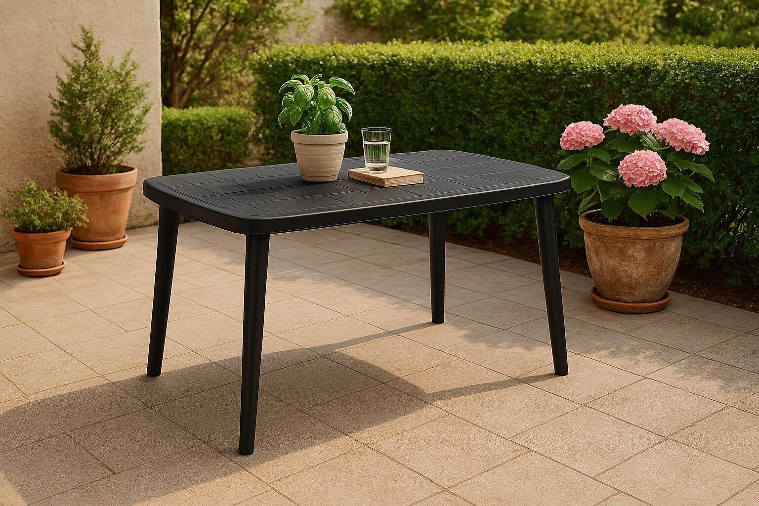 Mesa de jardín tonelle de color antracita de 70x80x140 cm