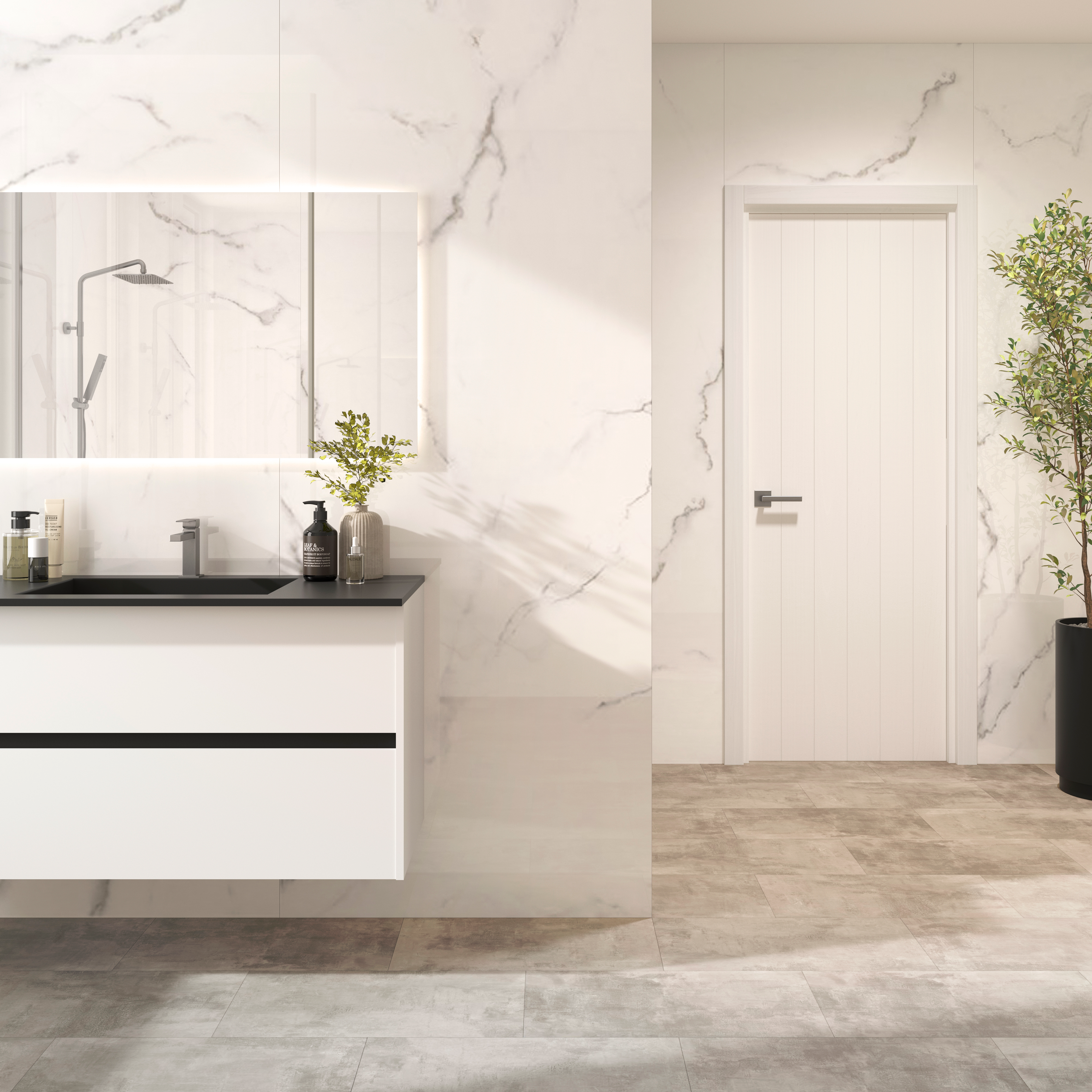 Puerta de interior abatible ciega maciza lacada Line Plus Chicago blanco apertura izquierda cerco de 7x3 anchura 72.5cm - 2