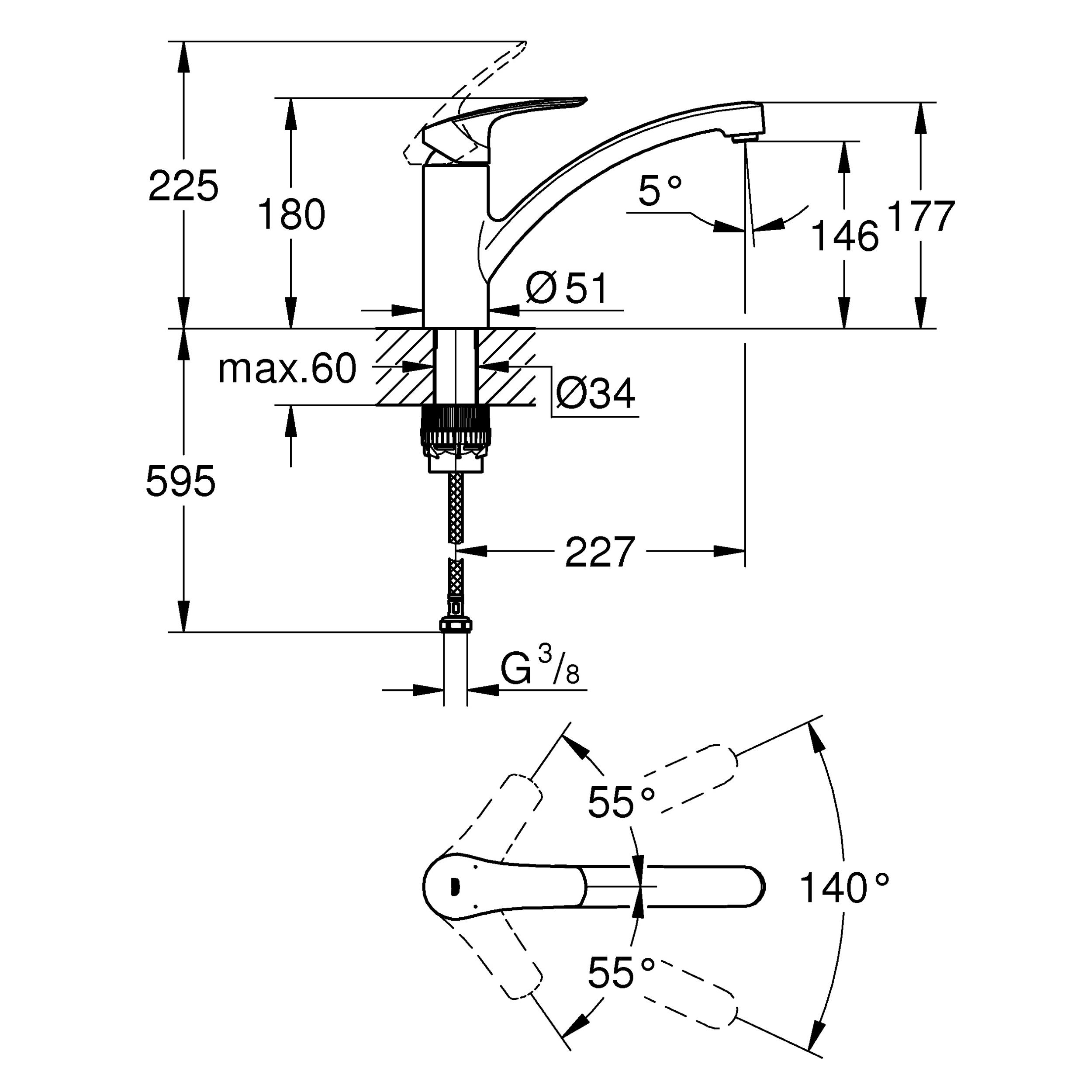 Bateria kuchenna Via chrom Grohe - 3
