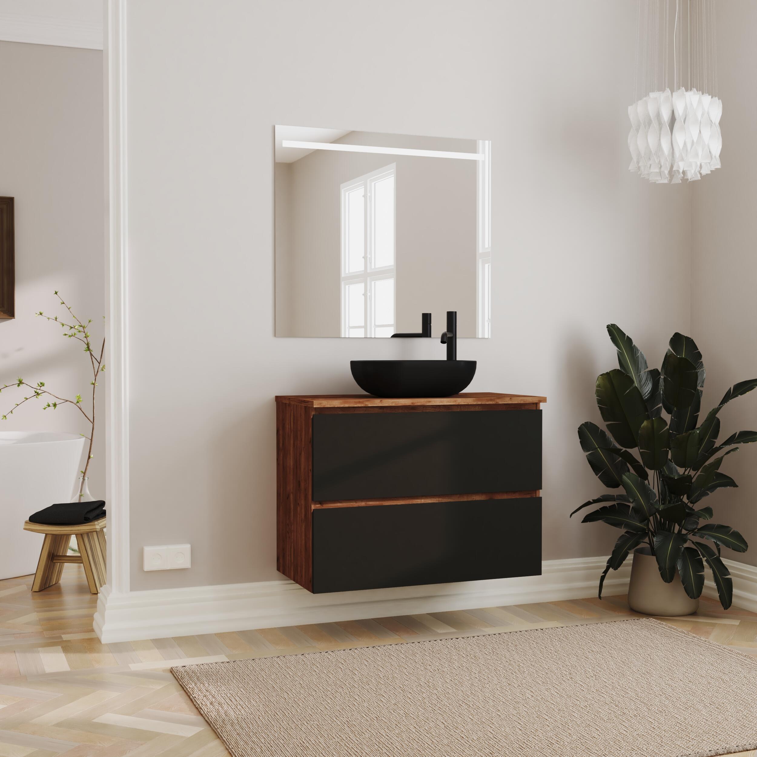 Mueble de baño con lavabo axis nogal mate 90x44.9 cm