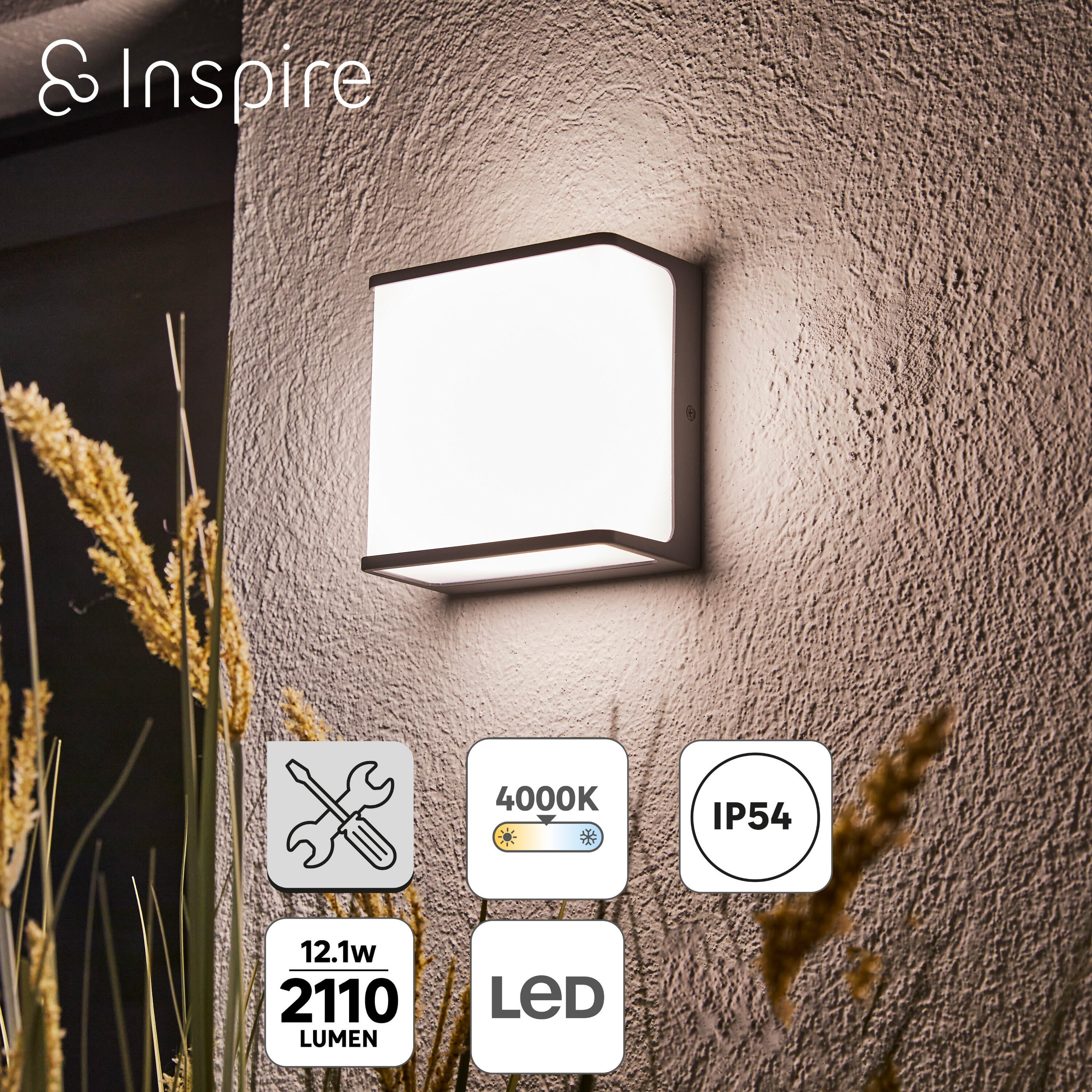 Kinkiet zewnętrzny Telin szary IP54 8 cm Inspire - 6