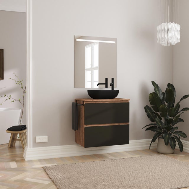 Mueble de baño AXIS nogal y negro mate 60x46 cm (lavabo no incluido)