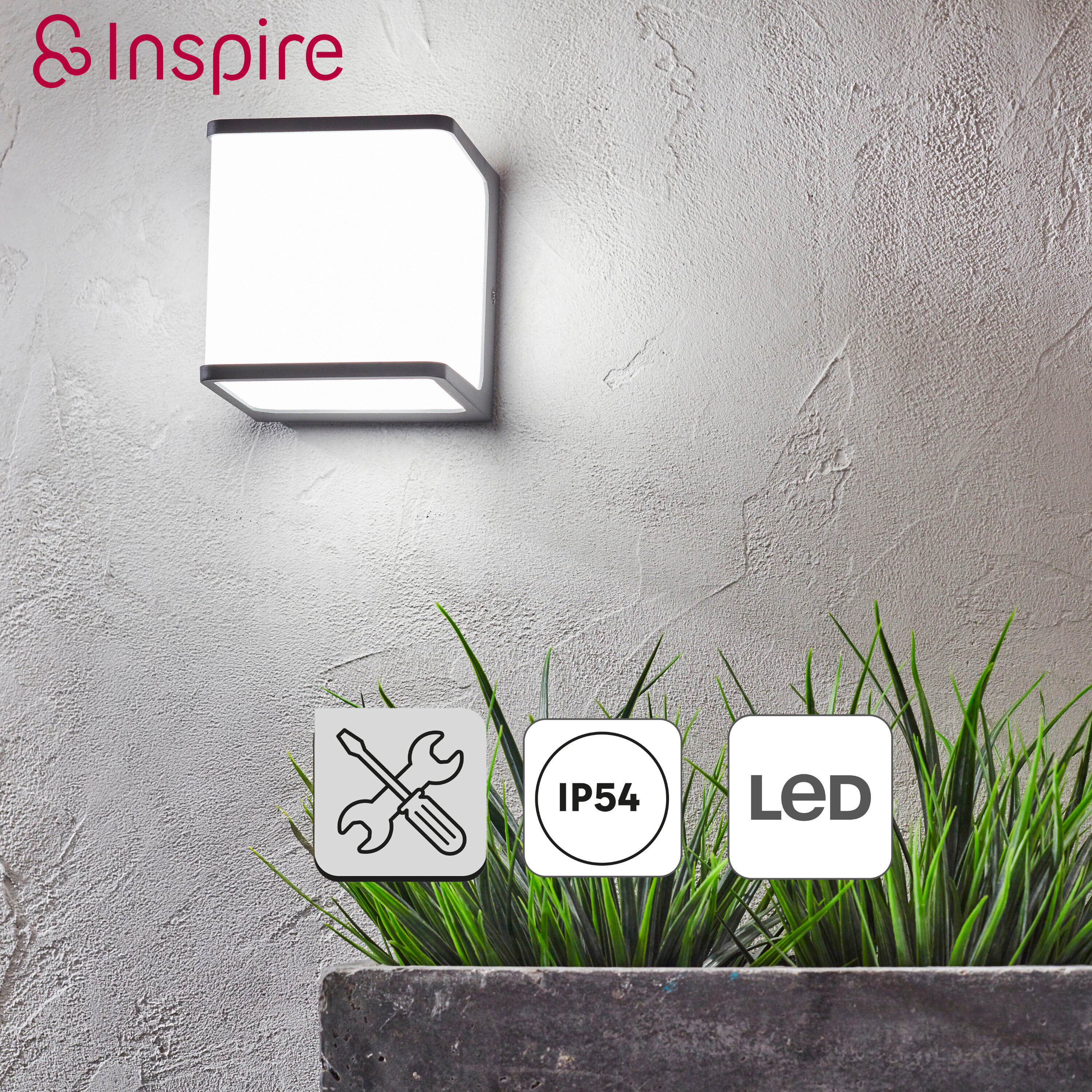 Applique LED moderno da esterno Telin 14.2W antracite IP54, luce bianco naturale 1580 lumen, INSPIRE - 9