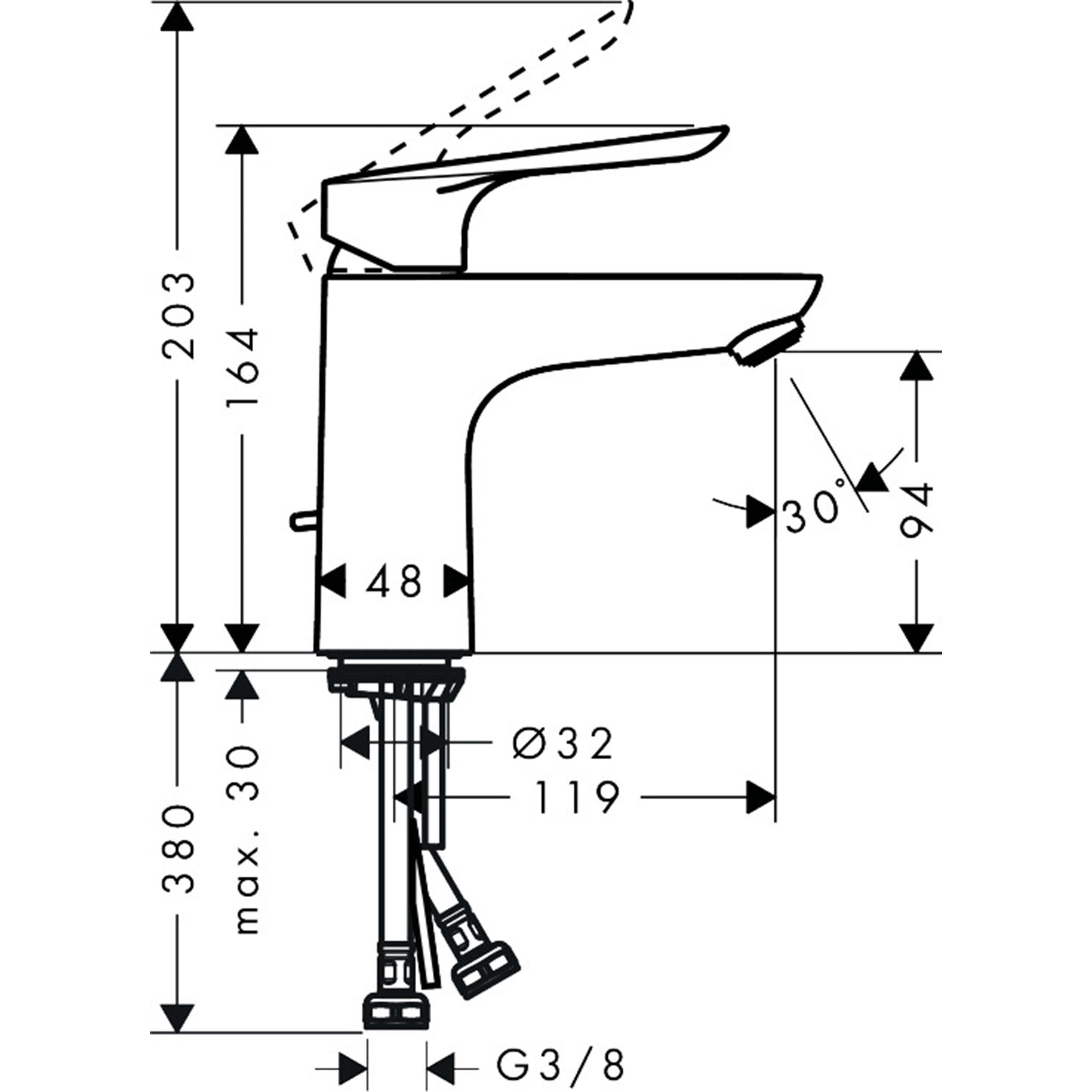 Bateria umywalkowa chrom 16.4 cm Logis E Hansgrohe - 6