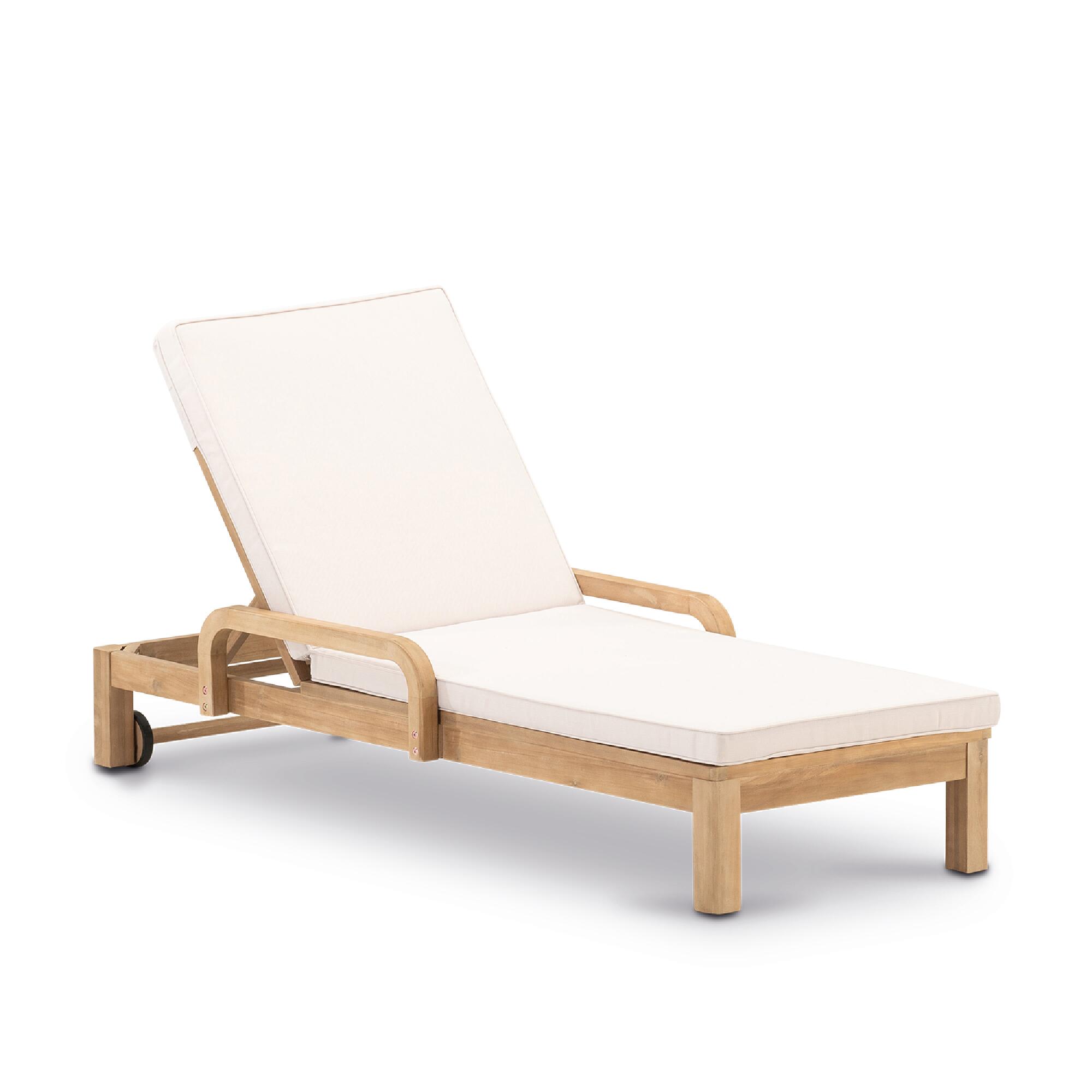 tumbona con cojin siena de acacia beige 184x26x75 cm