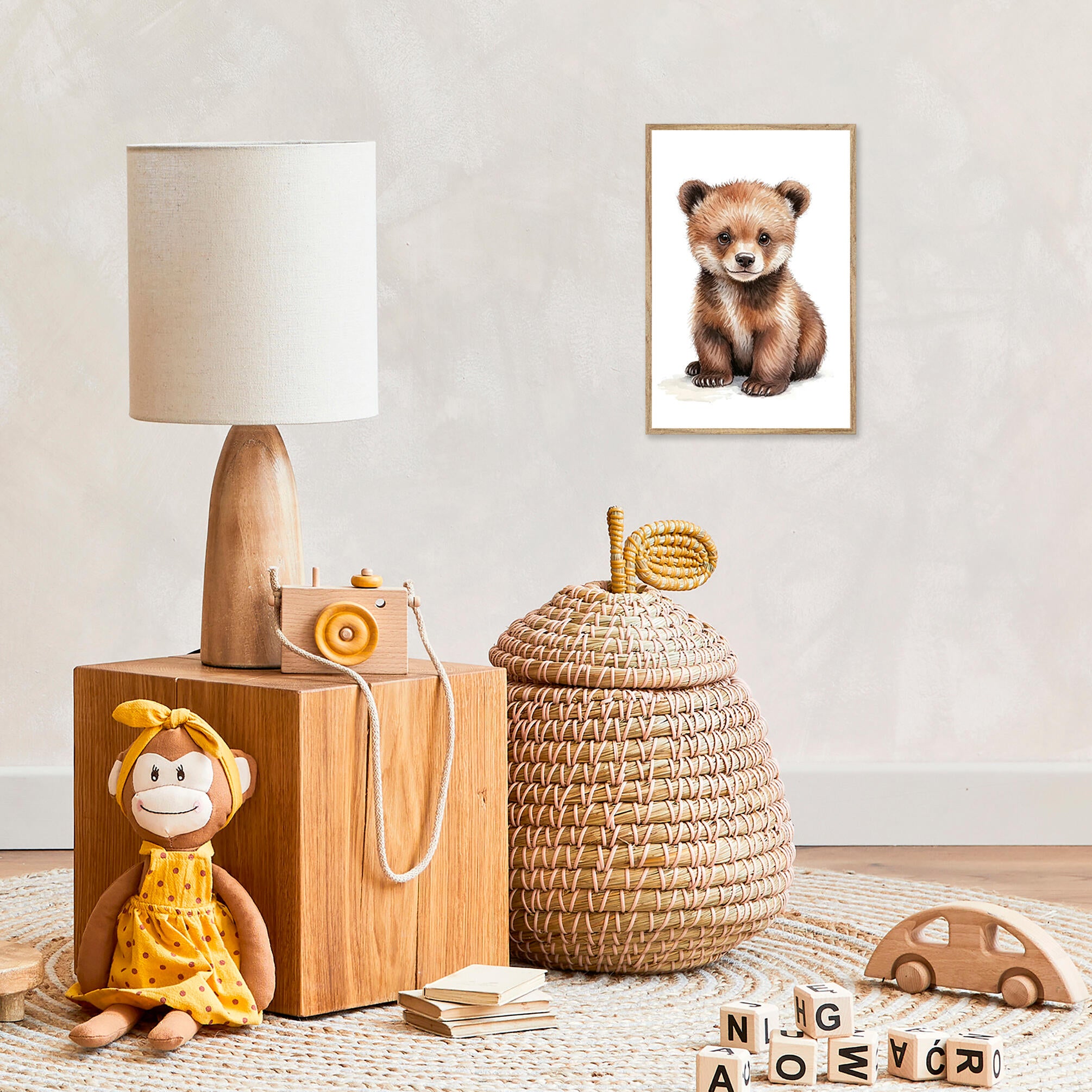 Cuadro con marco oso marrón 21 cm x 31 cm