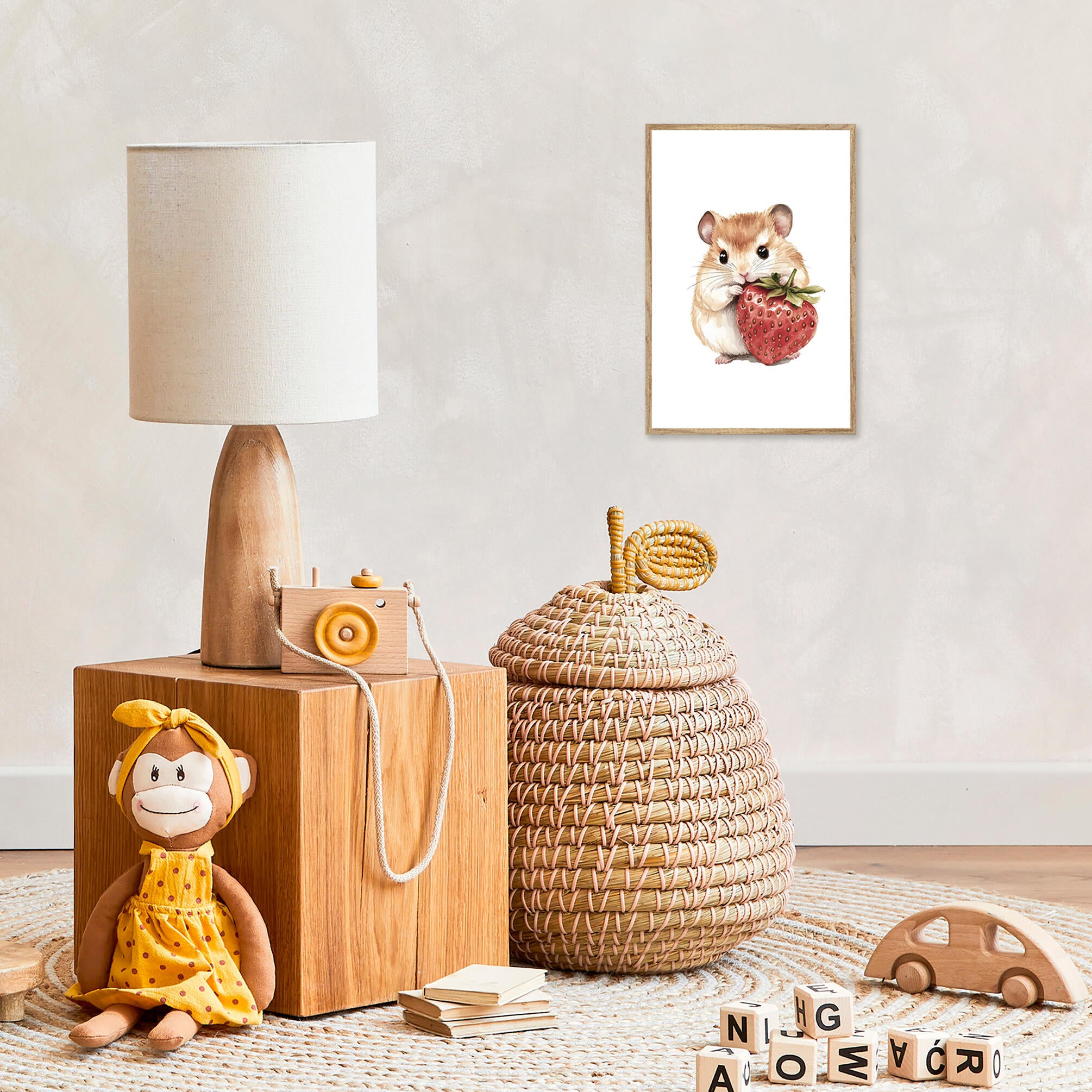 Cuadro con marco raton marron 21 cm x 31 cm