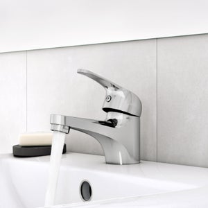 Robinet Mitigeur de Lavabo anti-calcaire Bec Haut Noir Mat et Or Rose IMEX by Sanizéo MILOS