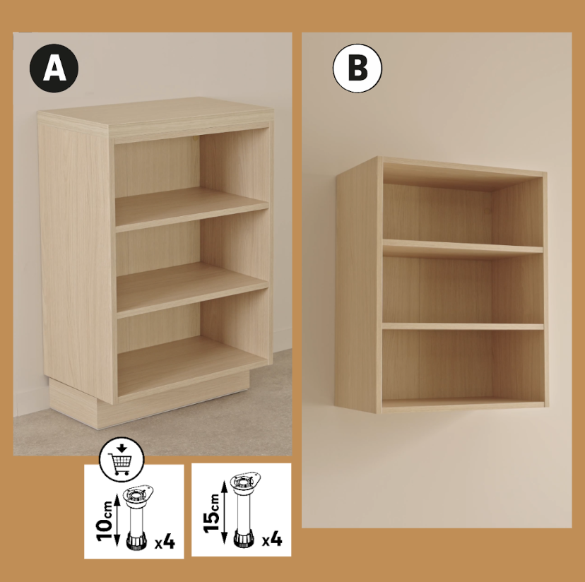 Caisson niche de cuisine DELINIA ID effet bois H.76.8 x l.60 x P.37 cm - 12