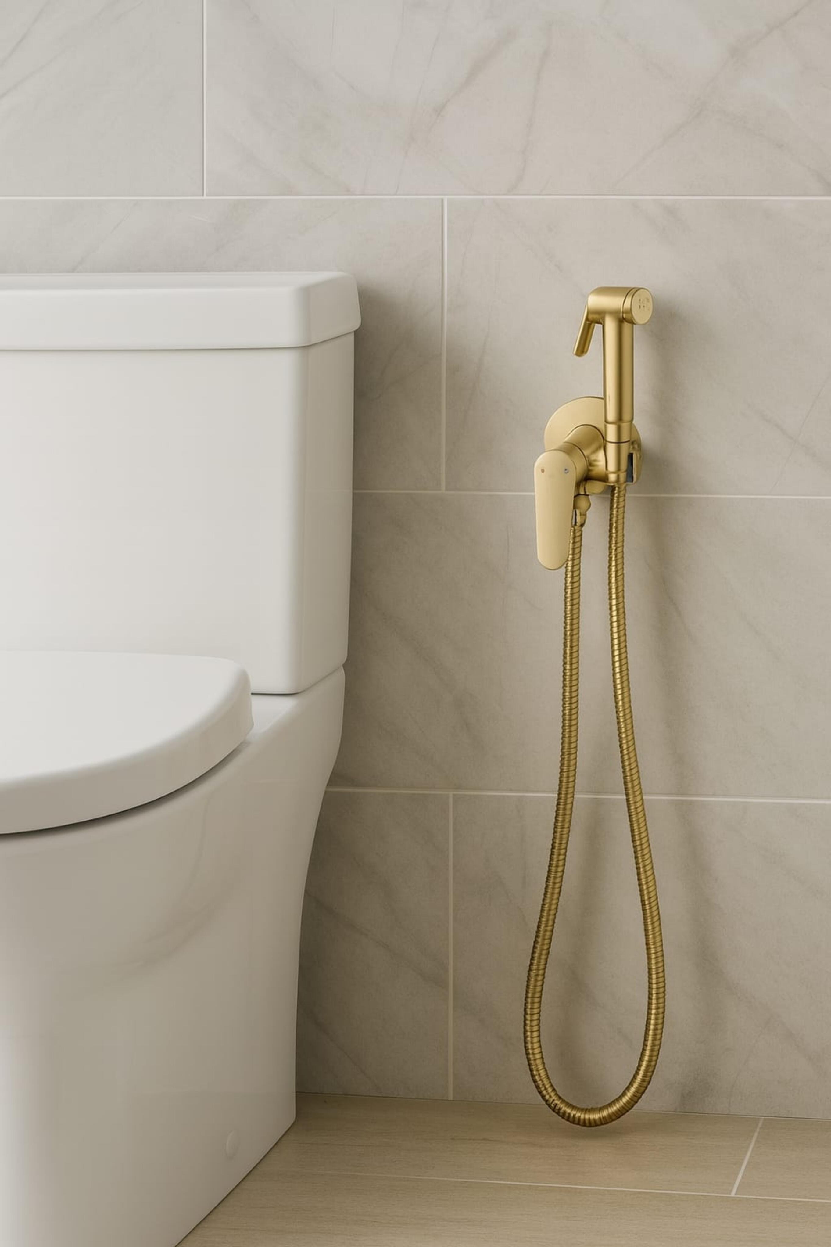 CONJUNTO DE DUCHA HIGIÉNICA 2 AGUAS PVD ORO - 2