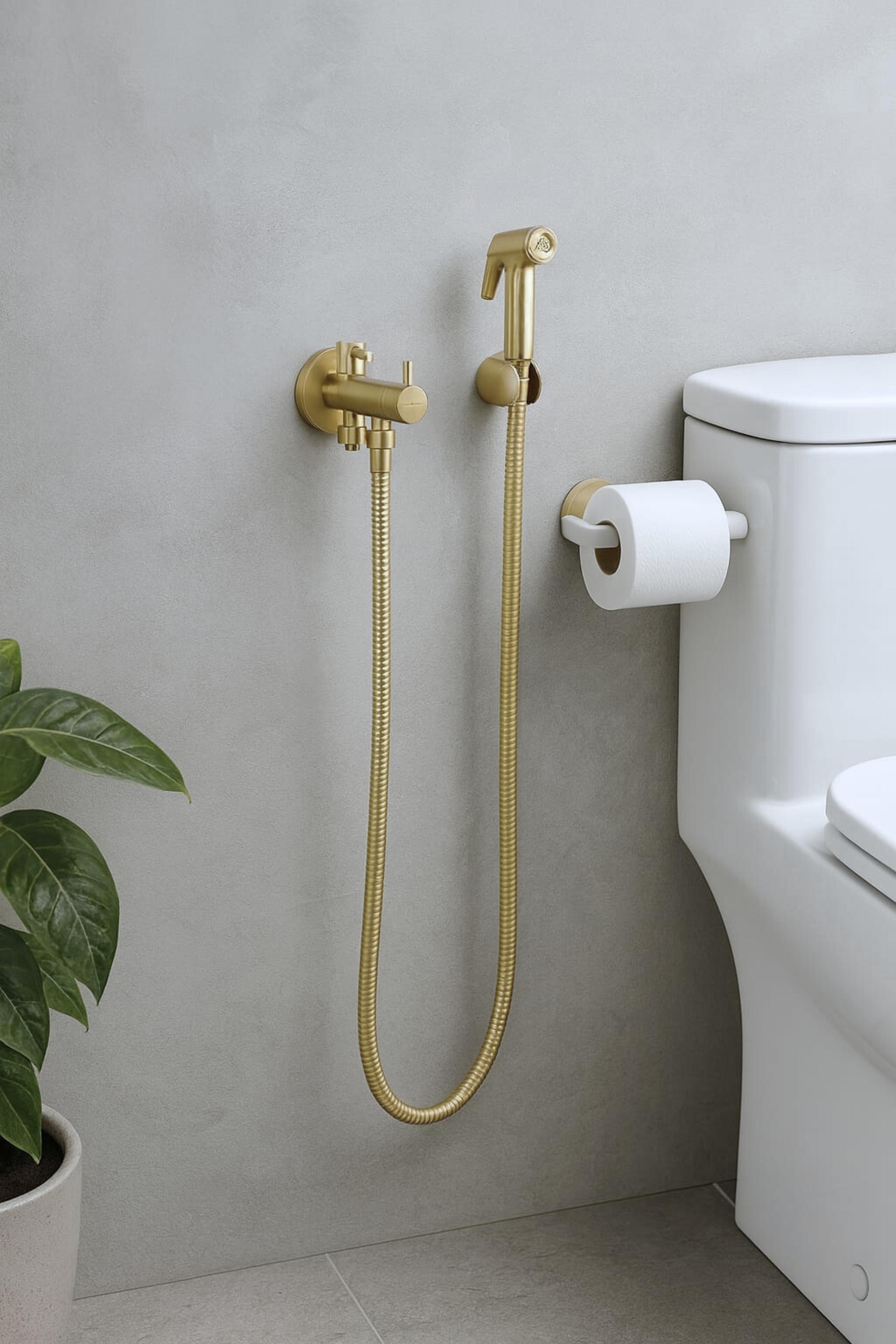 CONJUNTO DE DUCHA HIGIENICA 1 AGUA PVD ORO - 2