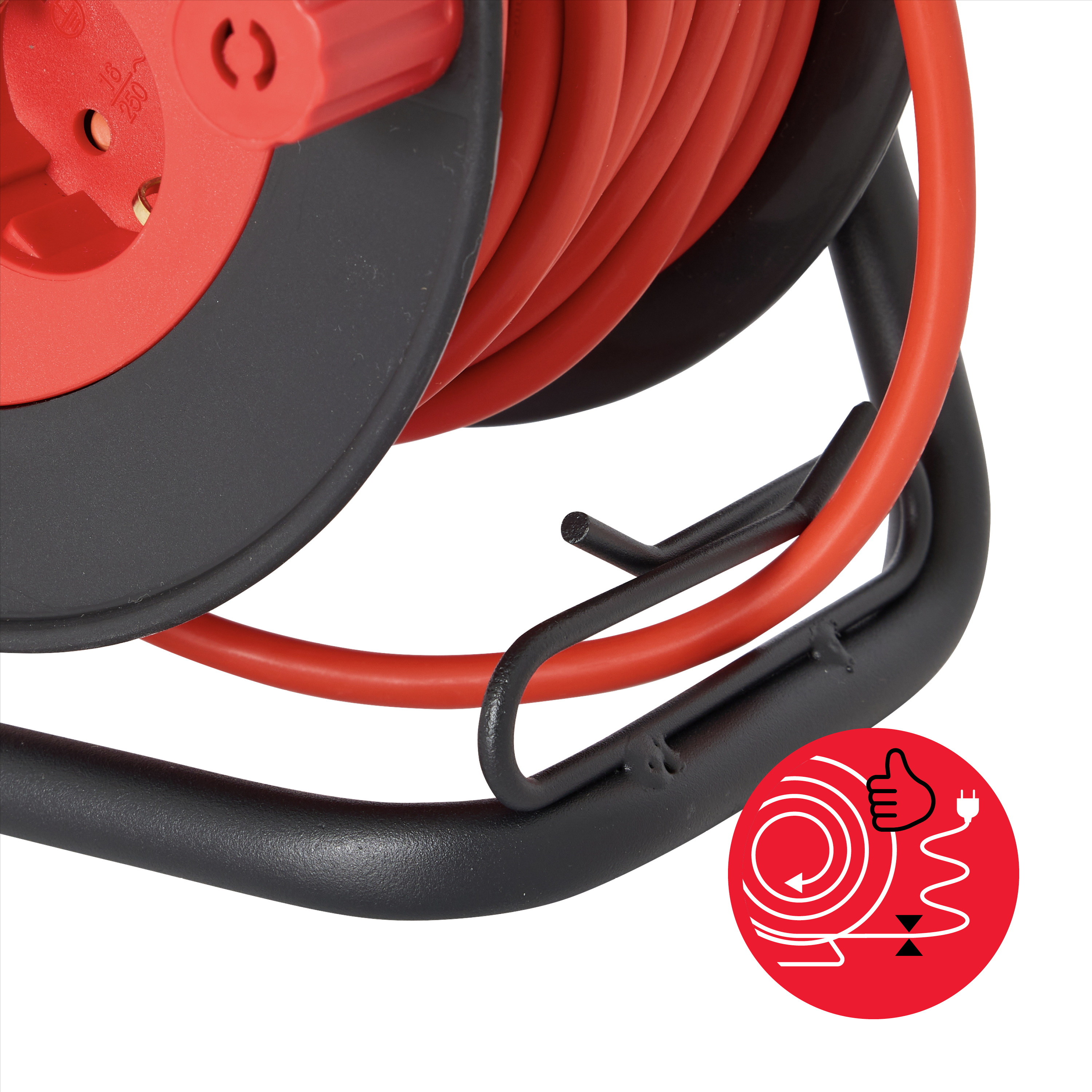 Enrolador LEXMAN 3 tomadas + 2 USB (A+C) 3g1,5 H05-VVF 15metros vemelho/preto - 8