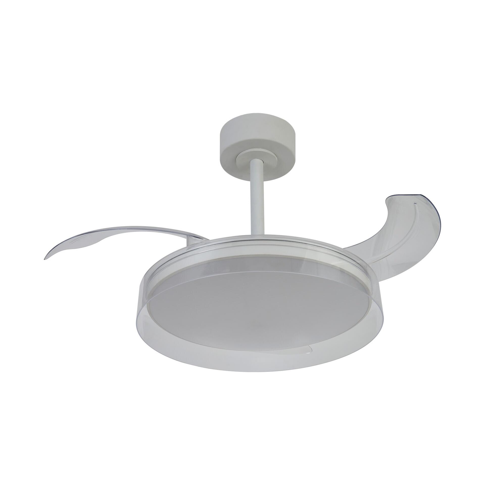 Ventilador de techo con luz silencioso DC 25W con mando ø91 cm Glass Fan MANTRA blanco luz CCT 3 aspas retráctiles tipo lámpara| 8 velocidades| recomendado para <13m² - 2