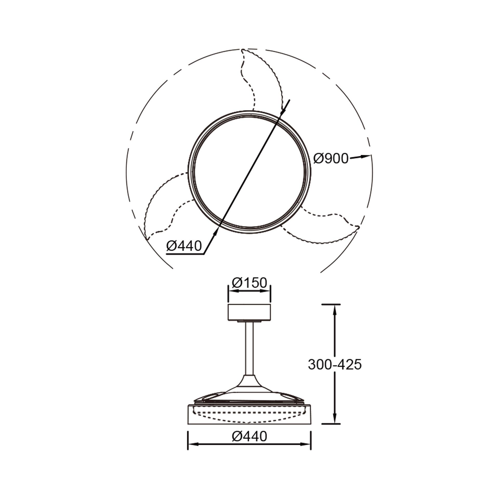 Ventilador de techo con luz silencioso DC 25W con mando ø91 cm Glass Fan MANTRA blanco luz CCT 3 aspas retráctiles tipo lámpara| 8 velocidades| recomendado para <13m² - 9