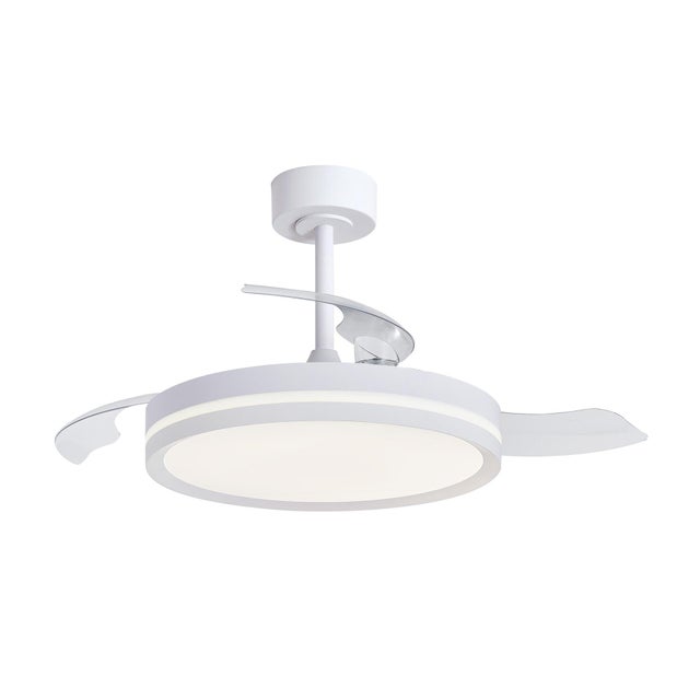 Ventilador de techo con luz silencioso DC 28W con mando ø106 cm Villena MANTRA blanco luz CCT 3 aspas retráctiles tipo lámpara| 6 velocidades| modo verano/invierno| temporizador| recomendado de 13 a 20m²