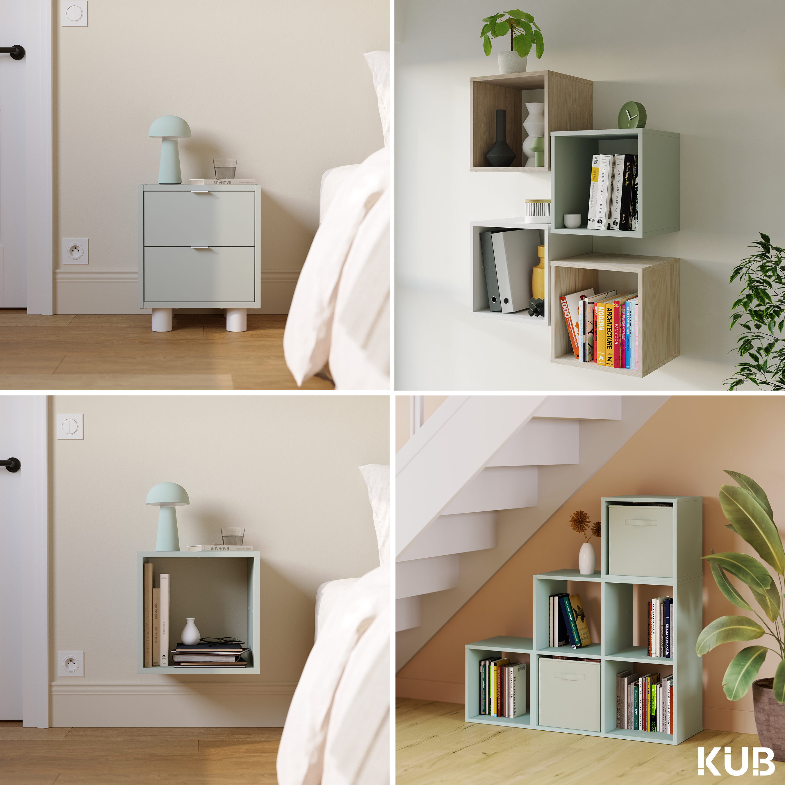 Estante Kub 1x1 Spaceo 36X32X36CM verde - 13