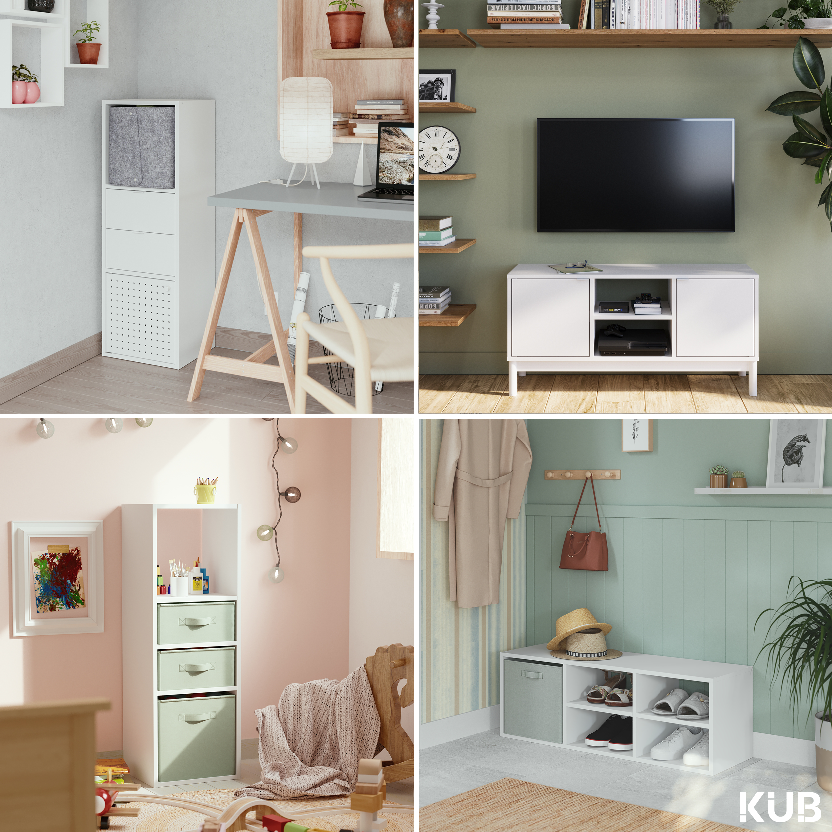 Estante Kub 3x1 Spaceo 36 x 32 x 105 cm branco - 2