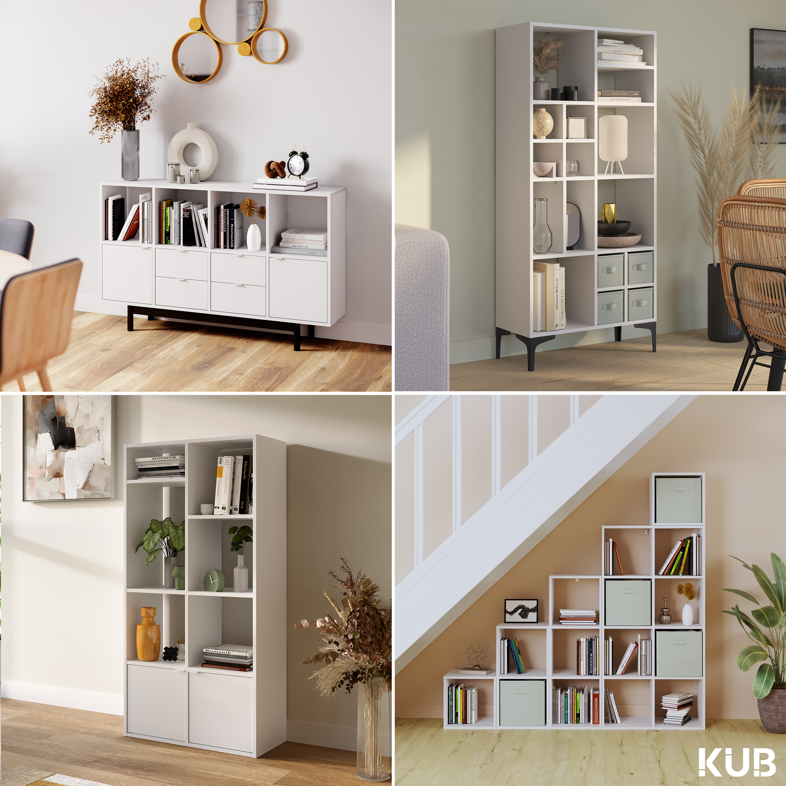 Estante Kub 4x2 Spaceo 70X32X139CM branco - 2