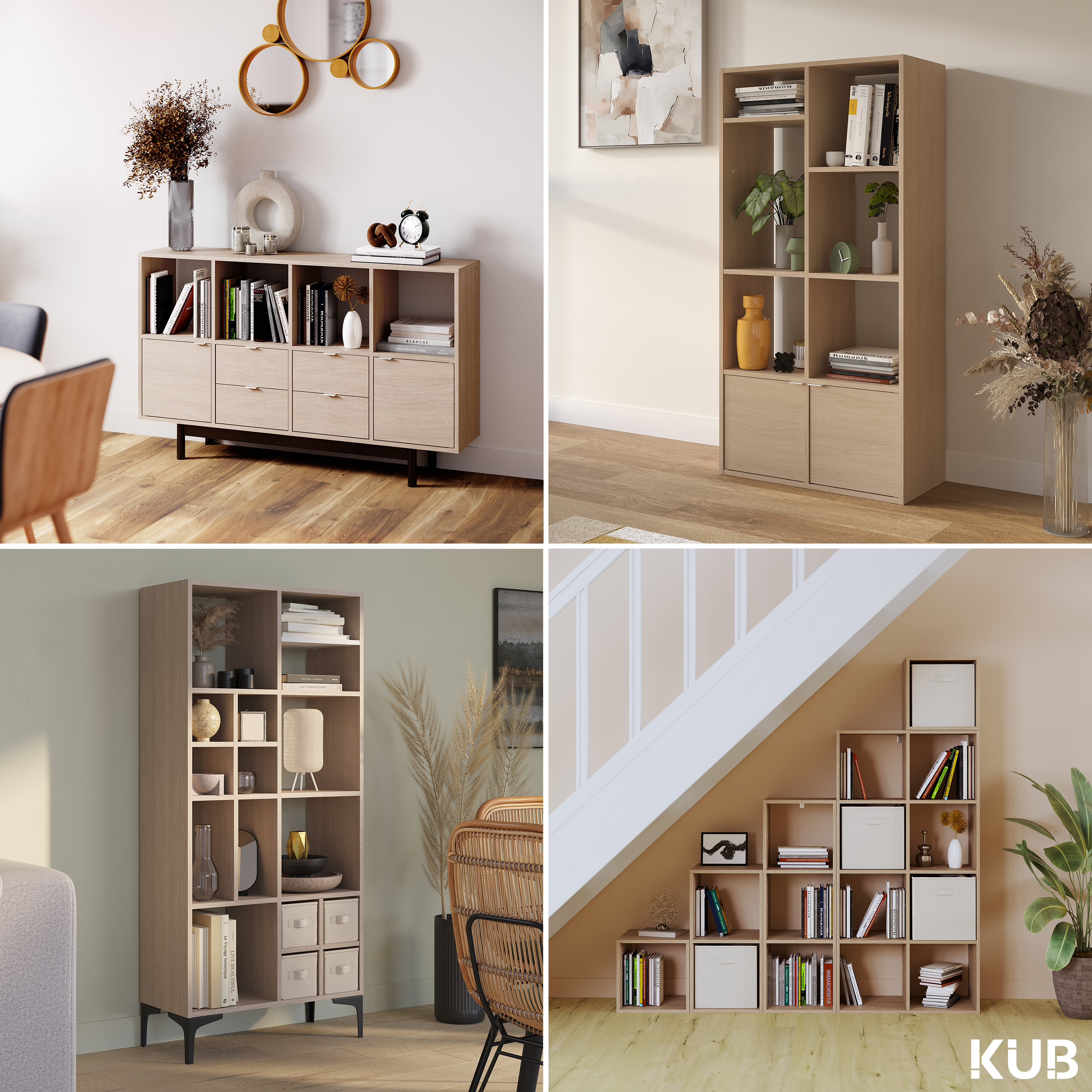 	
Scaffale a cubo SPACEO Kub 4x2 L 70.4 x H 139.3 x P 31.7 cm rovere - 3