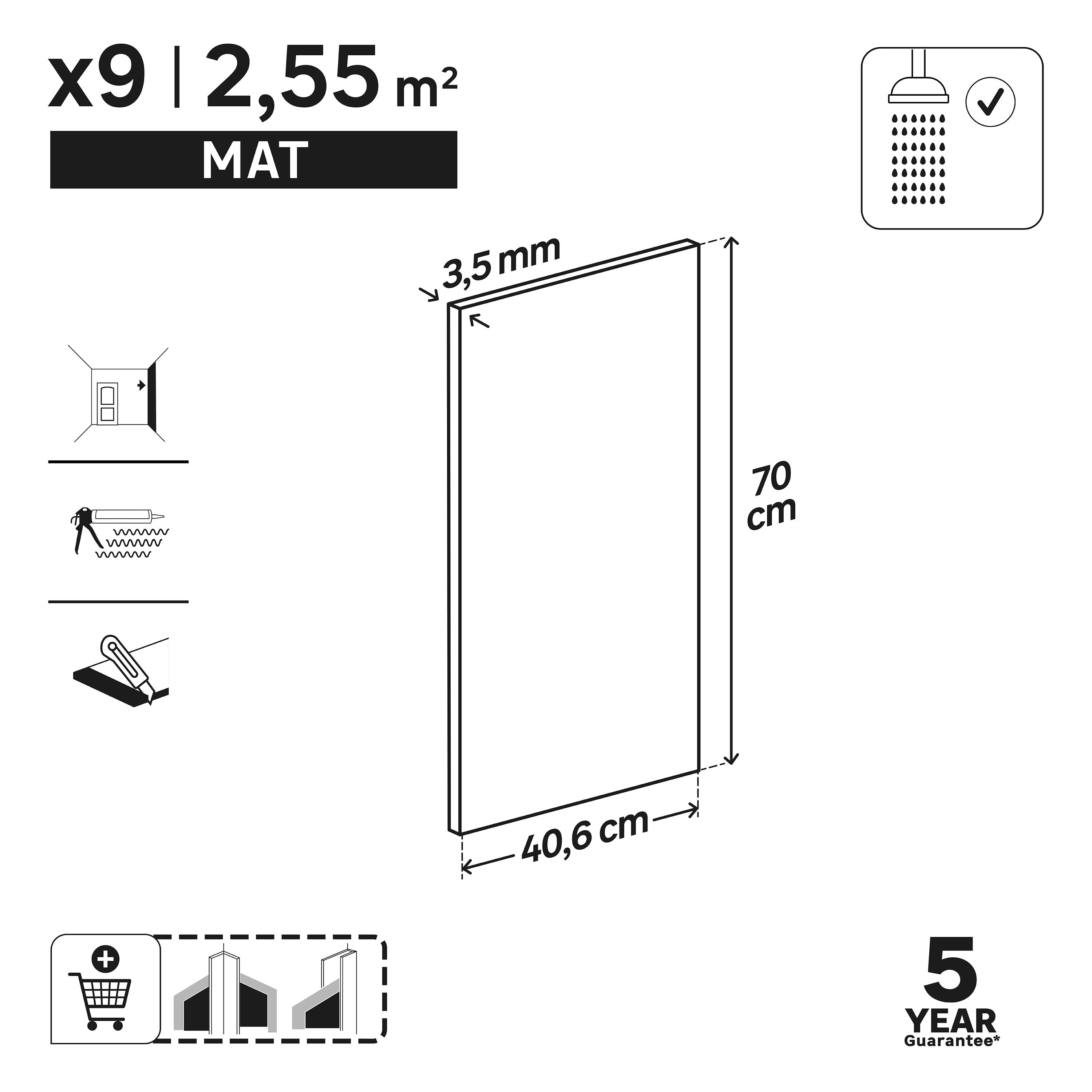 Dalle murale pvc marbre blanc mat L.70 l.40.6 cm ep.3.5 mm - 2