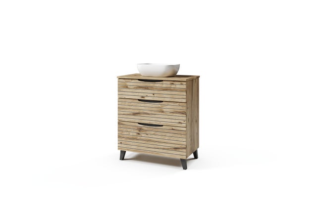 Mueble de baño Asimetrico Lines Desierto laminado roble natural 80x45 cm (lavabo y tapa no incluido)
