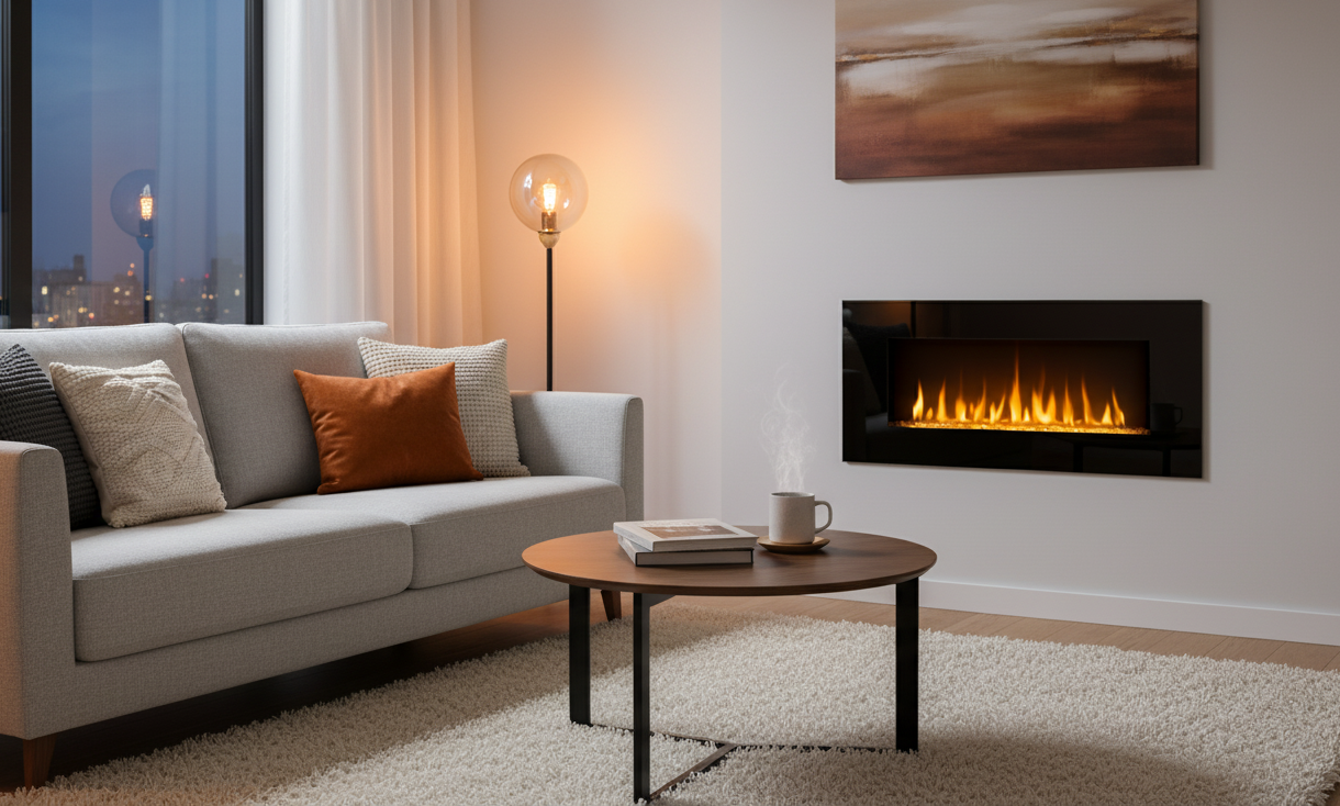 Chemin'Arte Cheminée électrique Murale Volcano XXL 120 cm, Effet flamme LED - 2