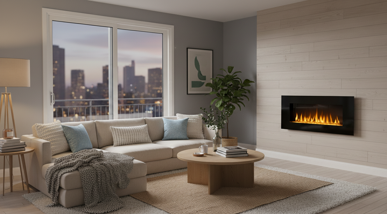 Chemin'Arte Cheminée électrique Murale Volcano XXL 120 cm, Effet flamme LED - 3