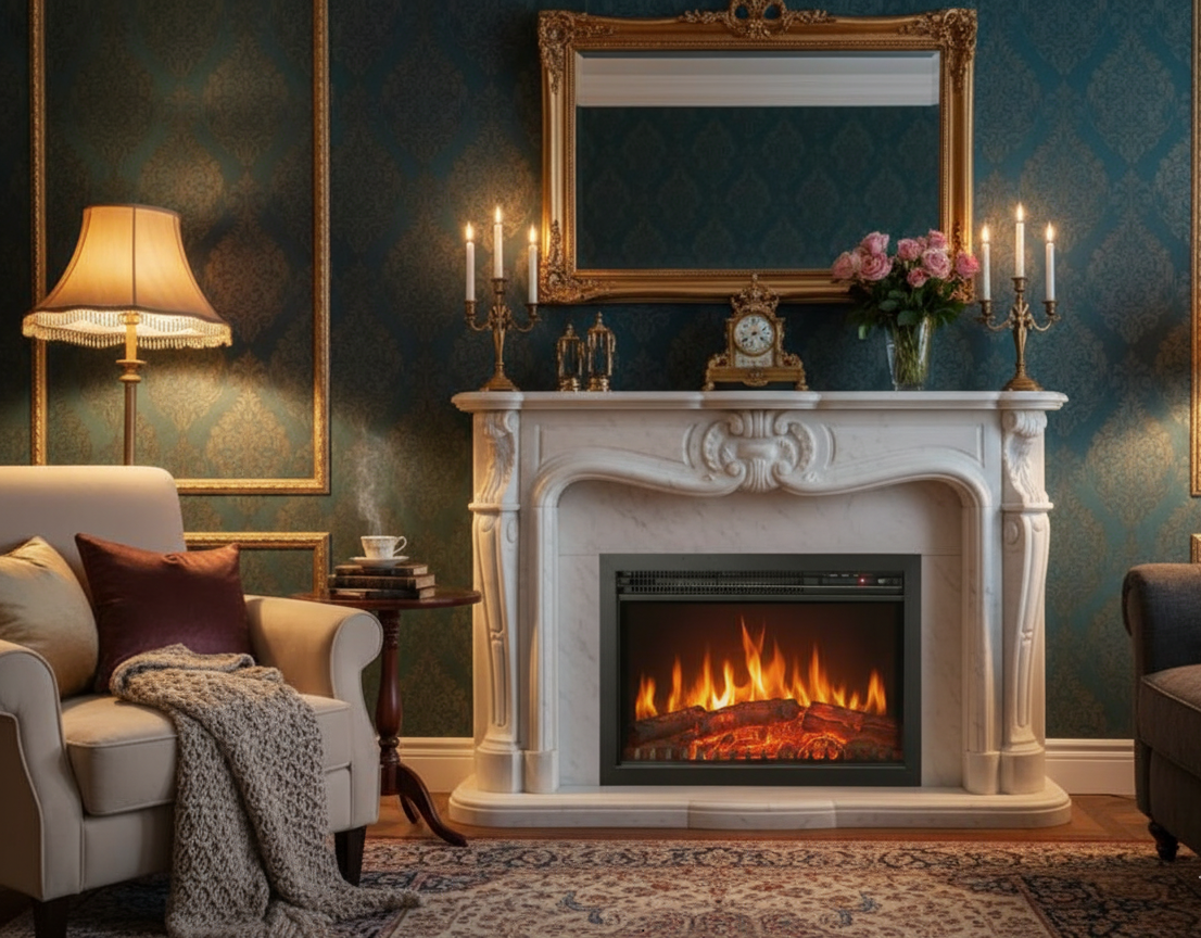 Chemin'Arte Cheminée électrique encastrable Insert Oxford, Effet flamme LED - 2