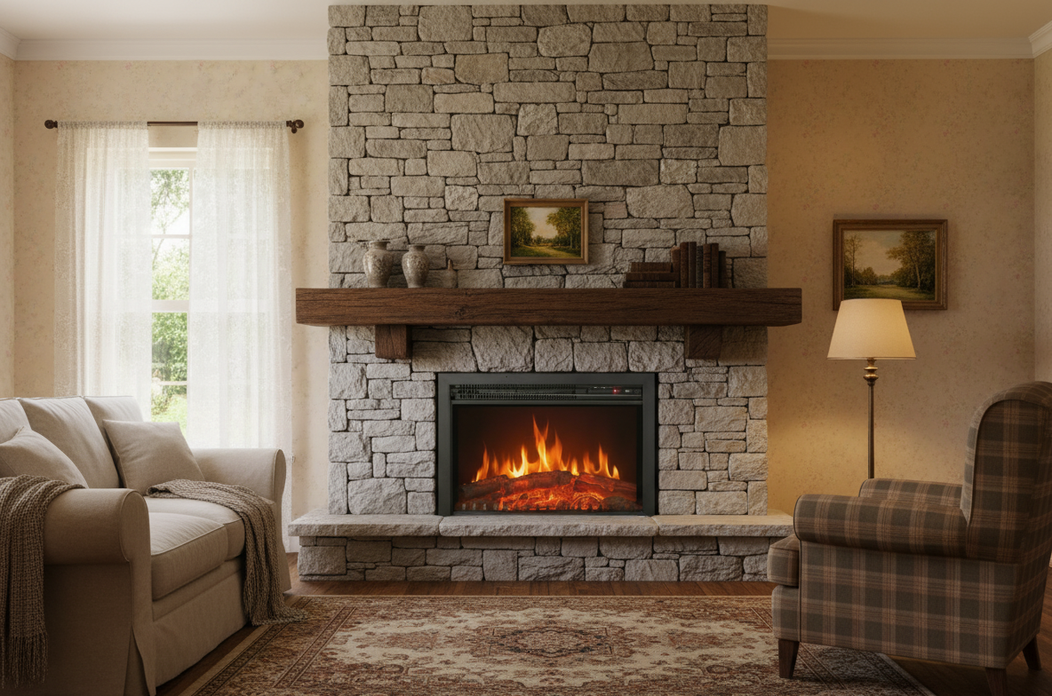 Chemin'Arte Cheminée électrique encastrable Insert Oxford, Effet flamme LED - 3