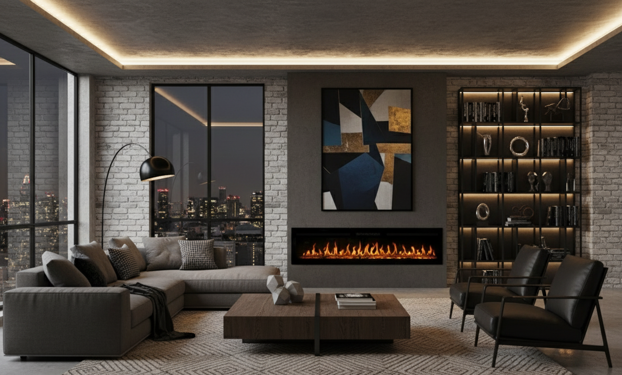 Chemin'Arte Cheminée électrique encastrable Élysée 5XL 180 cm, Effet flamme LED - 5