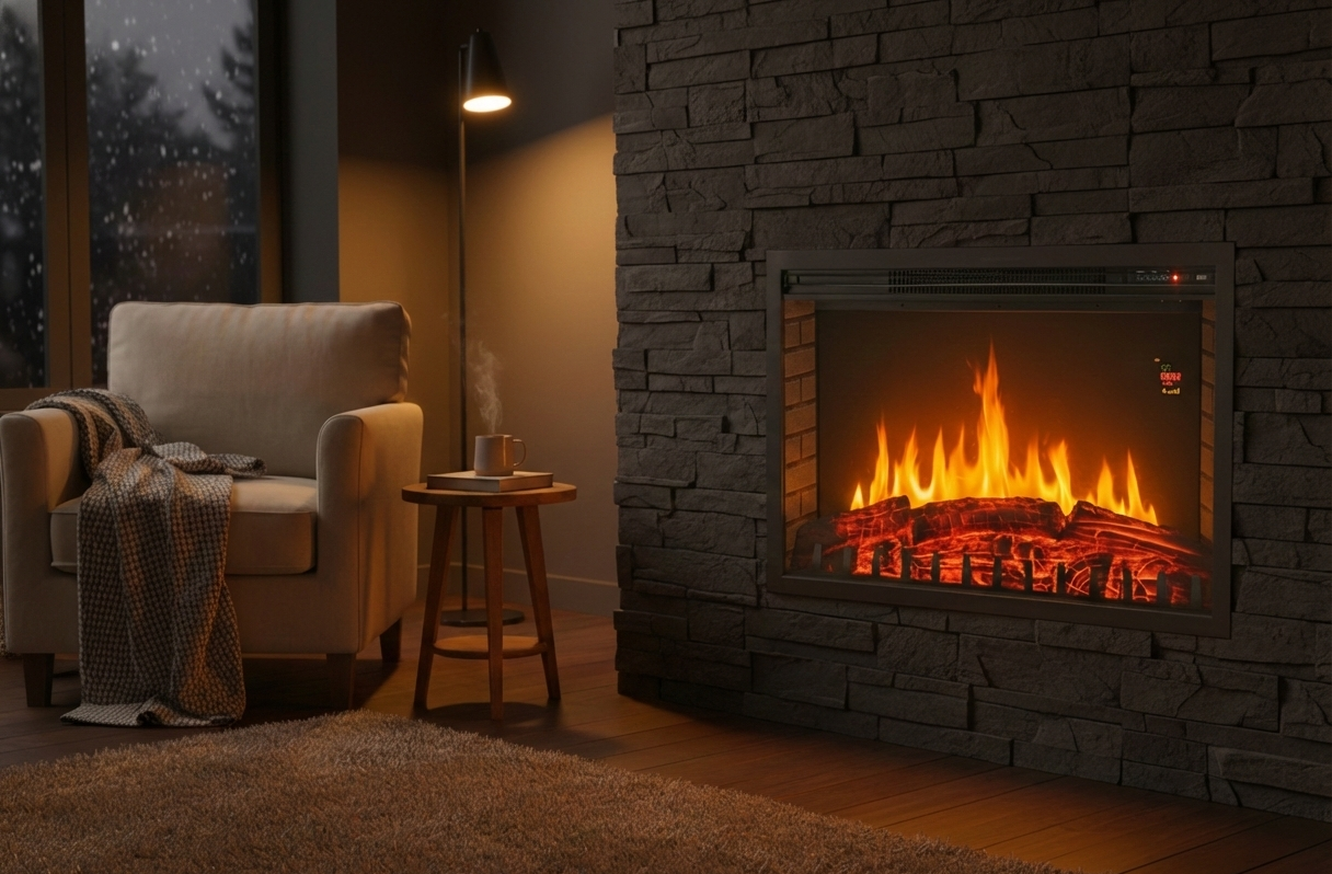 Chemin'Arte Cheminée électrique encastrable Insert Oxford XL, Effet flamme LED - 4