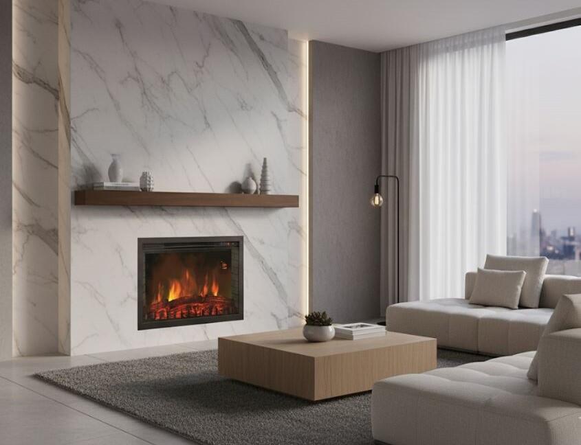 Chemin'Arte Cheminée électrique encastrable Insert Oxford XL, Effet flamme LED - 3