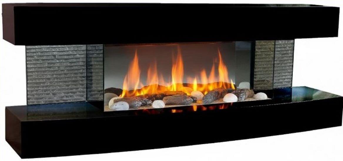 Chemin'Arte Cheminée électrique Murale Lounge Noire 120 cm, Effet flamme LED - 2