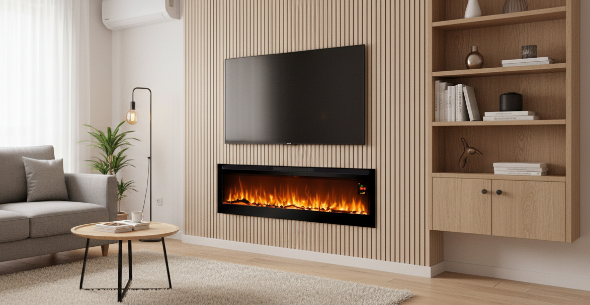 Chemin'Arte Cheminée électrique encastrable Élysée XXL 120 cm, Effet flamme LED - 7