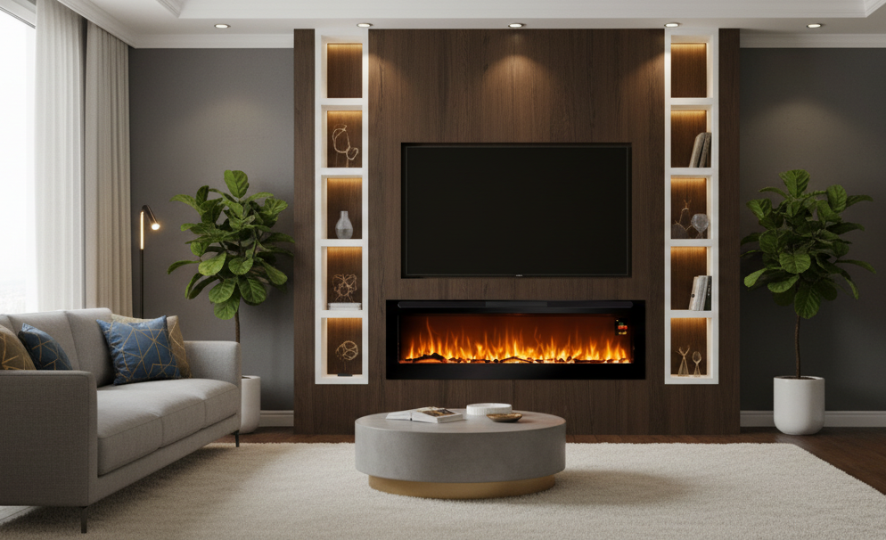 Chemin'Arte Cheminée électrique encastrable Élysée XXL 120 cm, Effet flamme LED - 6