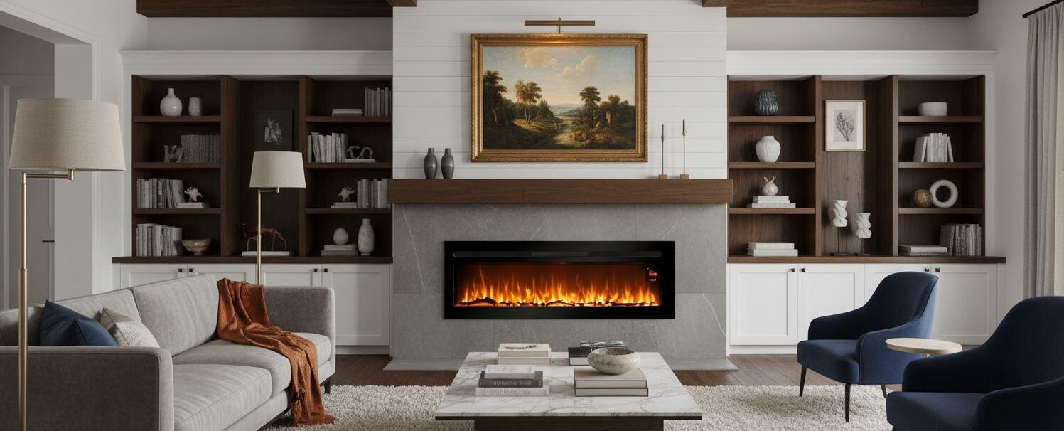 Chemin'Arte Cheminée électrique encastrable Élysée XXL 120 cm, Effet flamme LED - 4