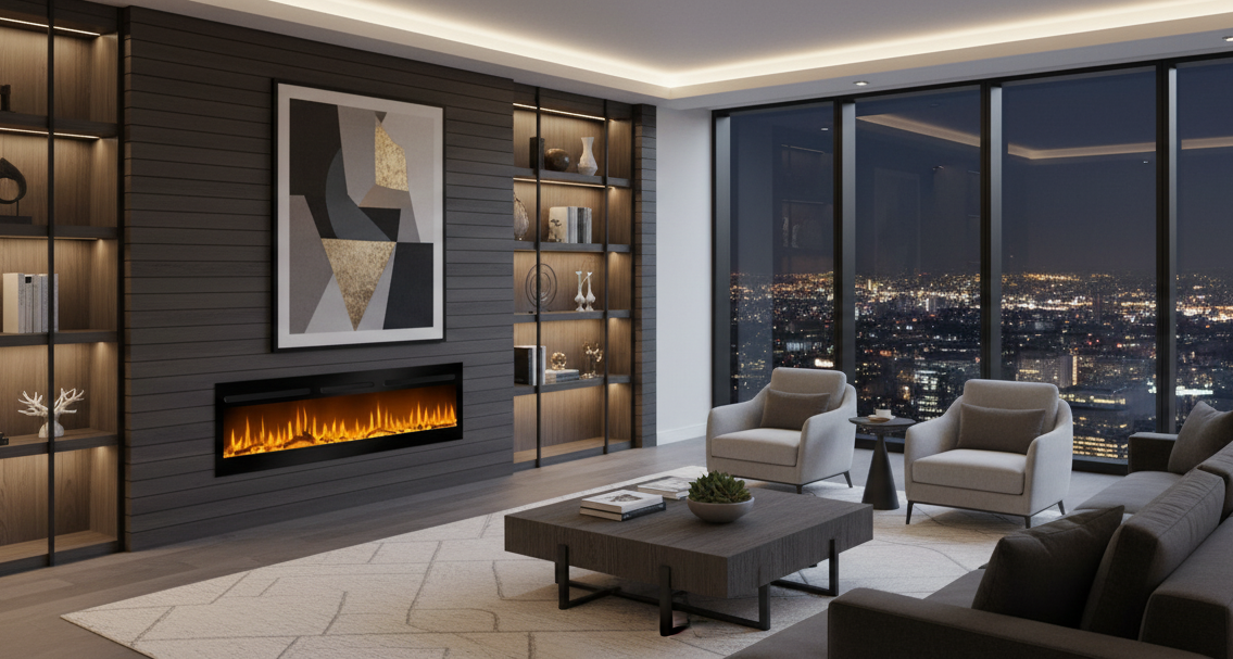 Chemin'Arte Cheminée électrique encastrable Élysée 3XL 150 cm, Effet flamme LED - 7