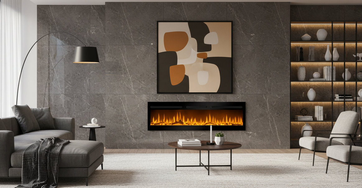 Chemin'Arte Cheminée électrique encastrable Élysée 3XL 150 cm, Effet flamme LED - 4