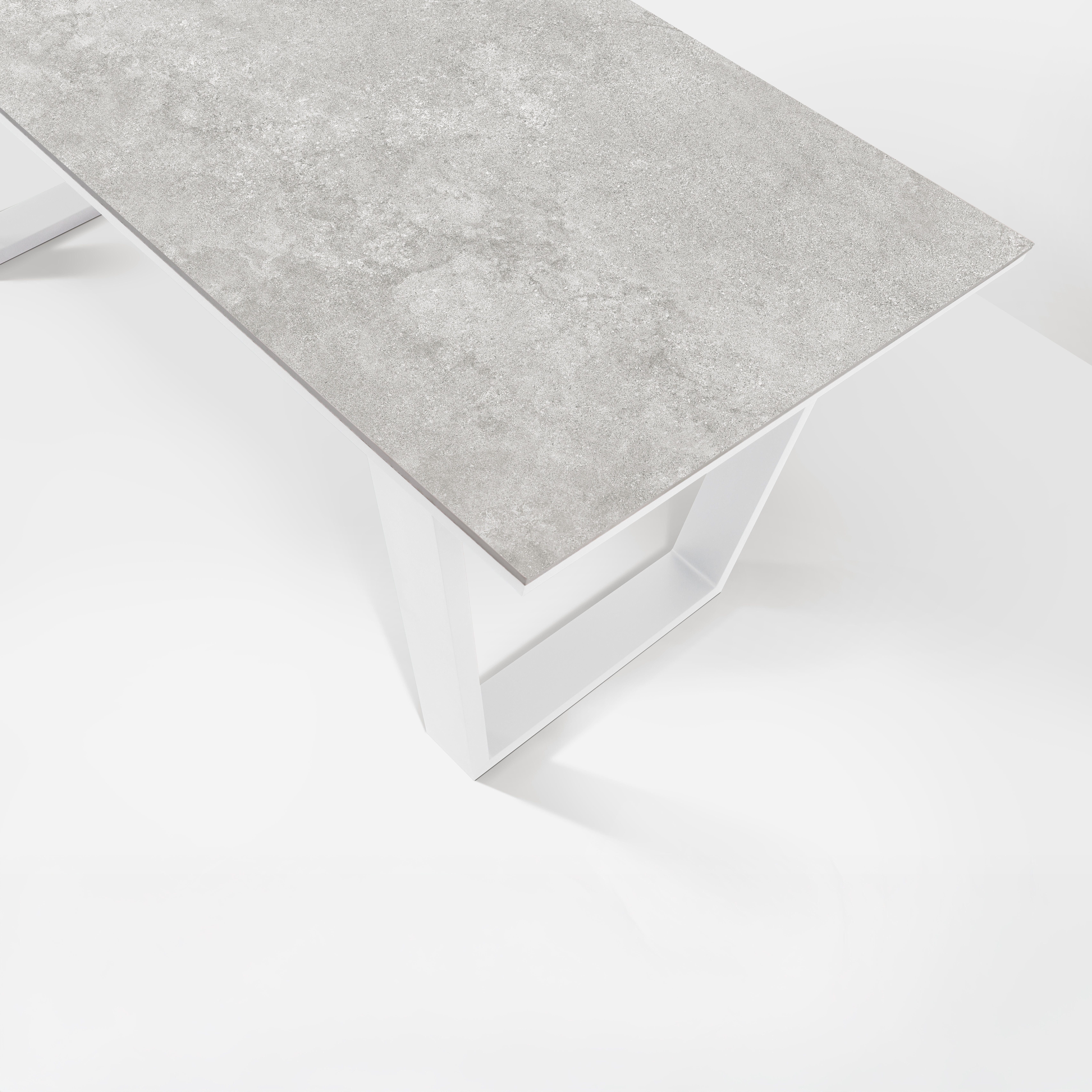 Mesa de jardín de aluminio y cerámica Guiza blanco de 90x73x180 cm - 10