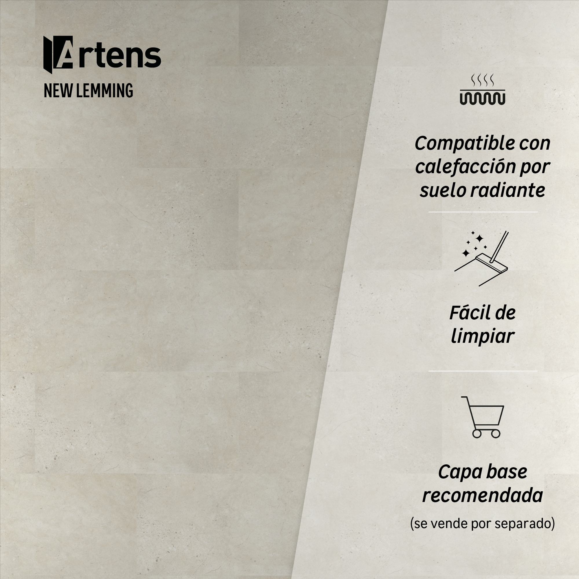 Suelo vinílico autoadhesivo forte Lemming efecto piedra  BL000 ARTENS - 8