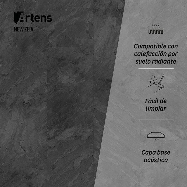 Suelo vinílico SPC clic New Zeia efecto cemento ARTENS CER520