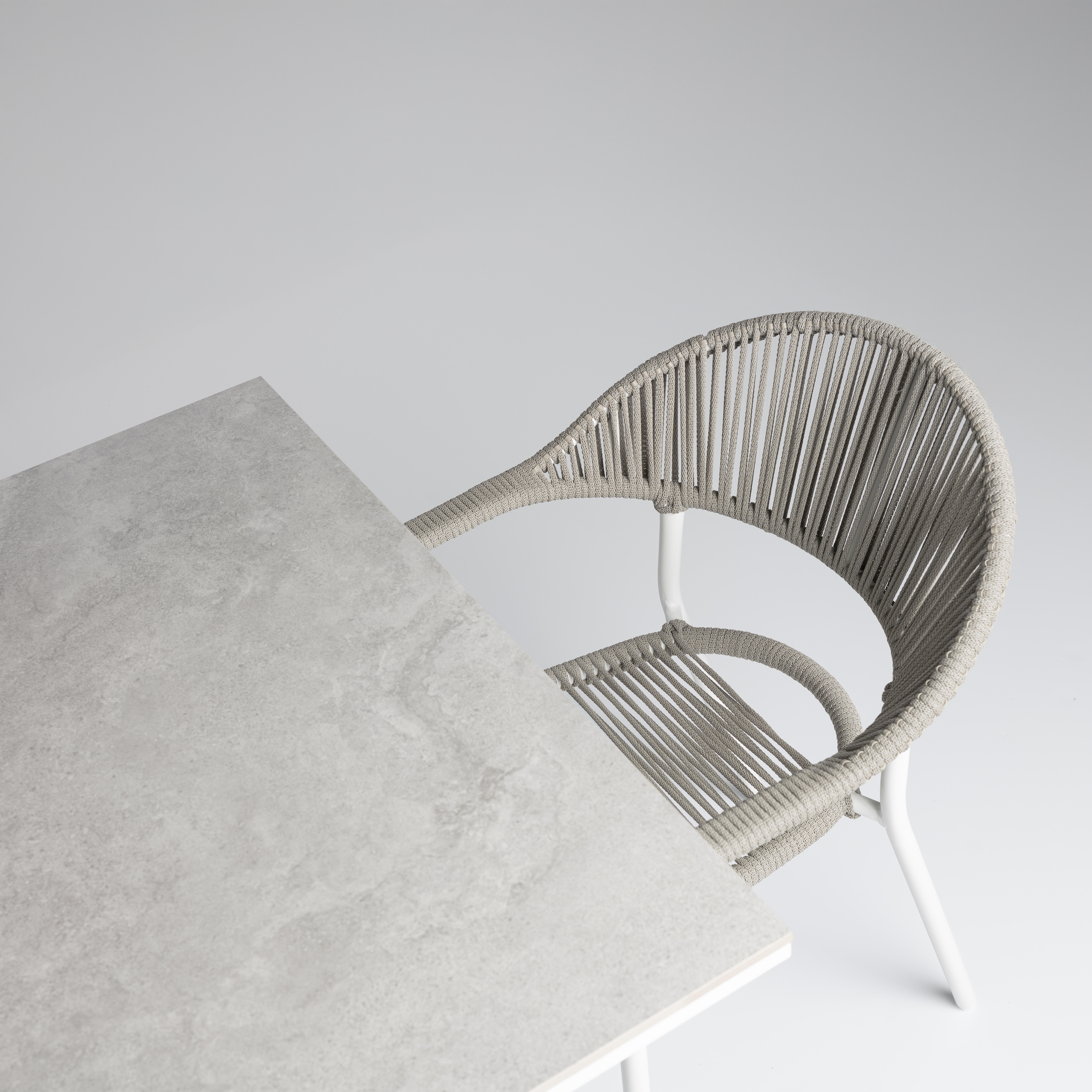 Mesa de jardín de aluminio y cerámica Guiza blanco de 90x73x180 cm - 7