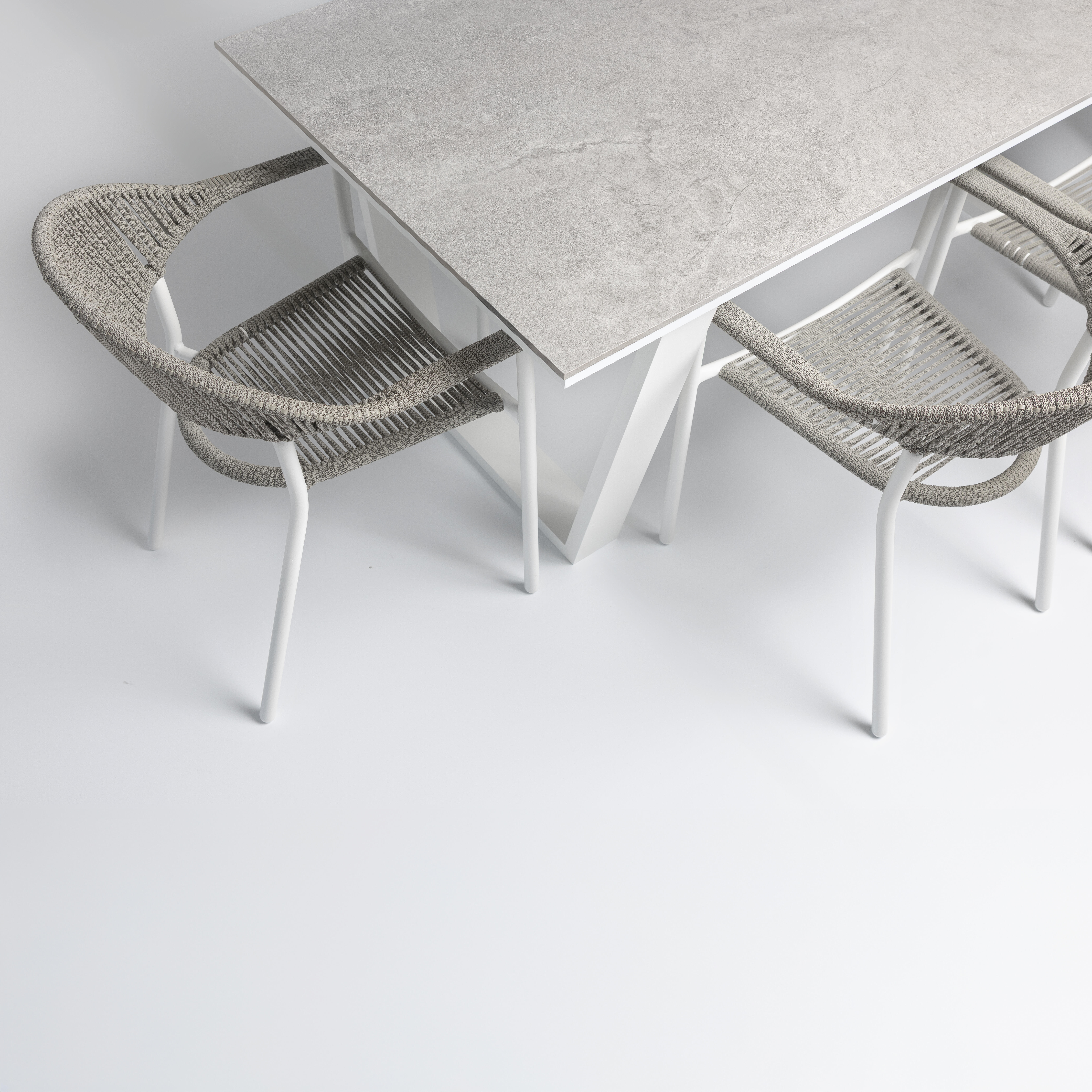 Mesa de jardín de aluminio y cerámica Guiza blanco de 90x73x180 cm - 6