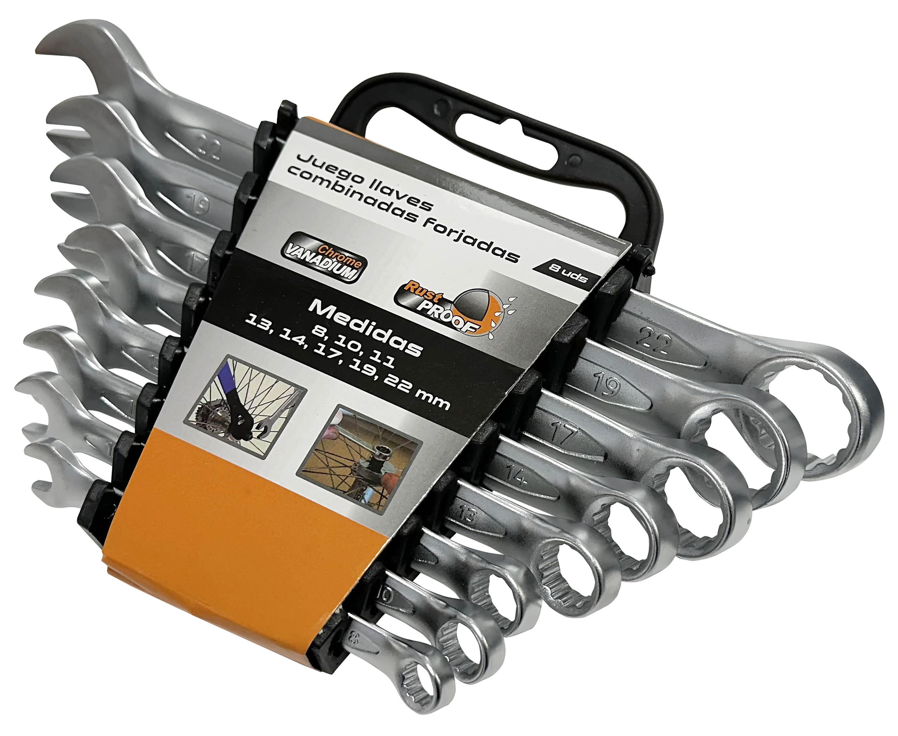 JUEGO 8 LLAVES COMBINADAS CR-V 8-22MM - 2