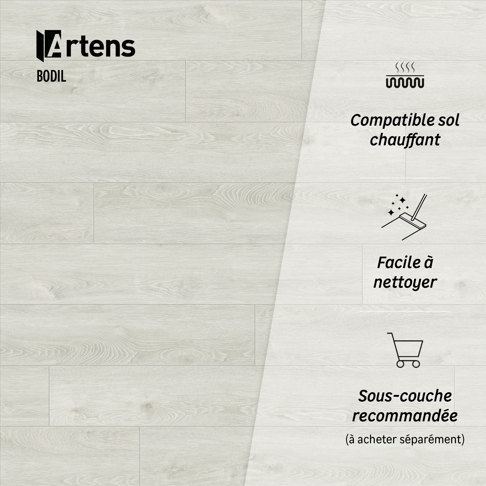 Lame PVC clipsable medio ARTENS Camden bois blanchi - 6