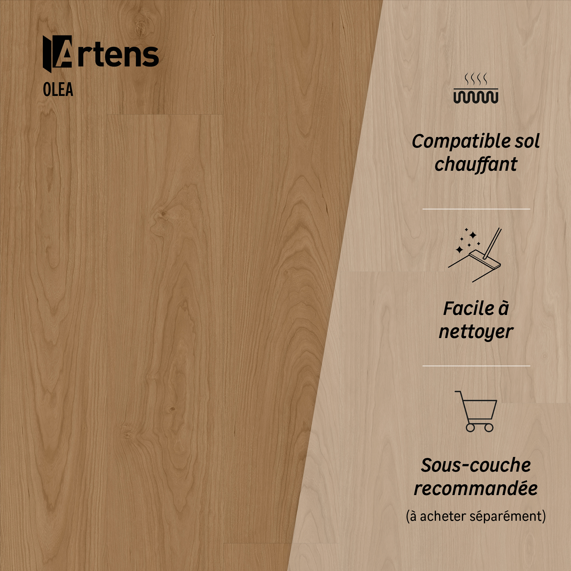 Lame PVC clipsable forte ARTENS Olea, effet bois naturel - 7
