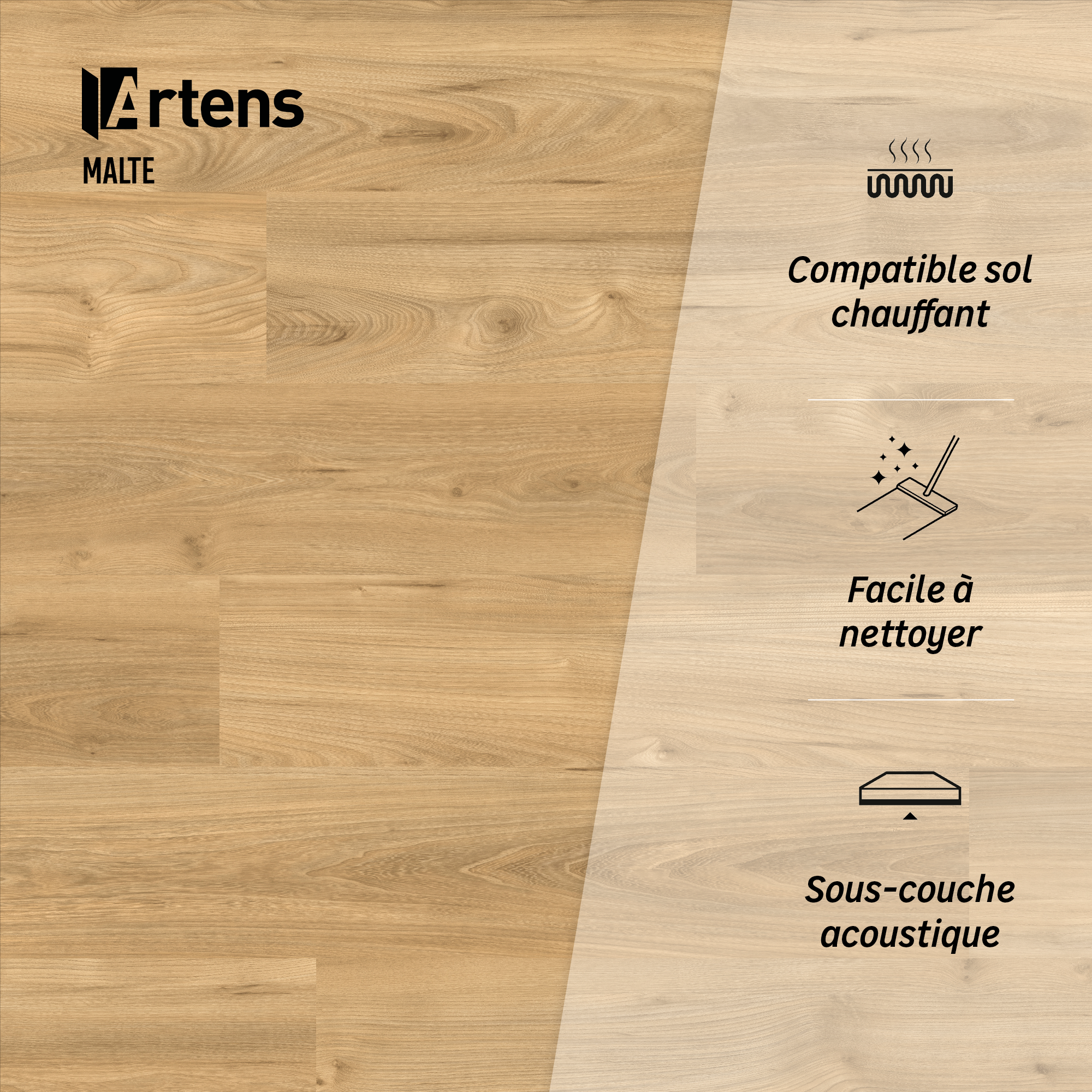 Lame PVC clipsable intenso sous-couche intégrée, ARTENS Malte - 8